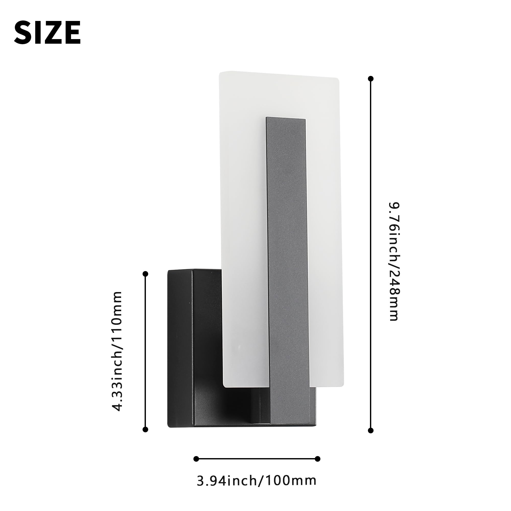 Pasoar Modern Wall Sconces Set of 2, 7W LED, Warm White 3000K, Hardwired Acrylic, Model 3069-2P