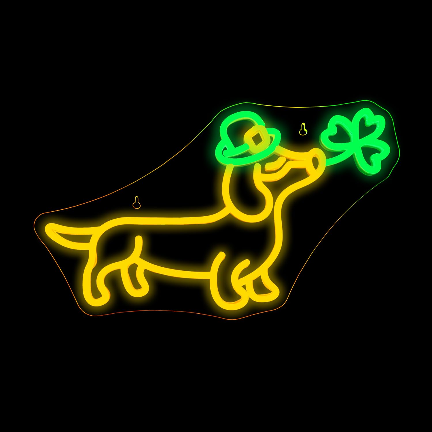 Looklight Shamrock Neon Lights Dog Sign Cute Dachshund With Hat Led Wall Decor  St Patricks Day Window Lights Puppy Sign For Coffee Bars  Birthday Gifts & Dog Lover Party Decorations