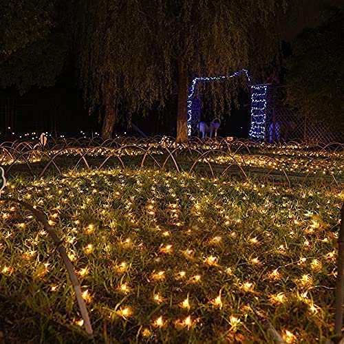 kemooie Outdoor Christmas Net Lights, 360 LED 12FT x5FT Bush Lights, Plug in 8 Twinkle Modes Mesh Lights, Waterproof for Christm