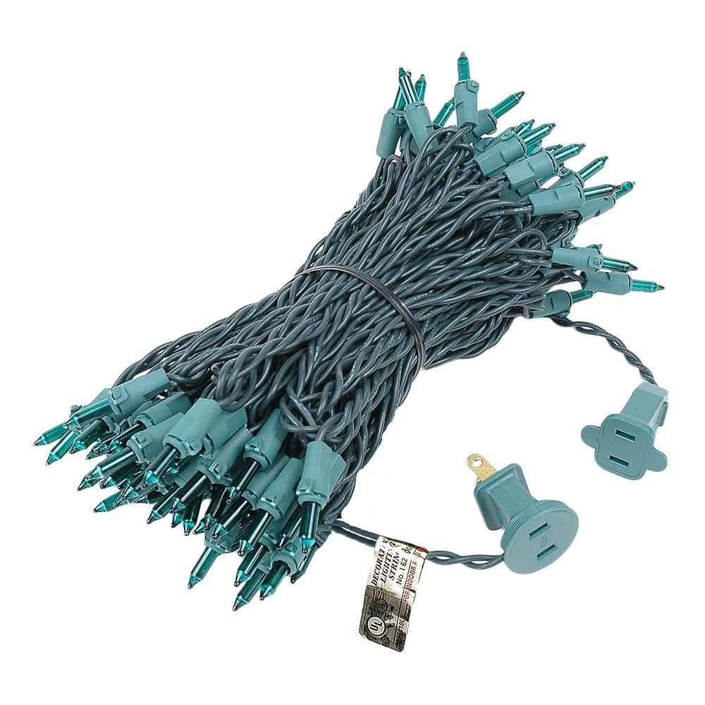 Novelty Lights 100 Light Green Christmas Mini String Light Set, Green Wire, Indoor/Outdoor Ul Listed, 50' Long