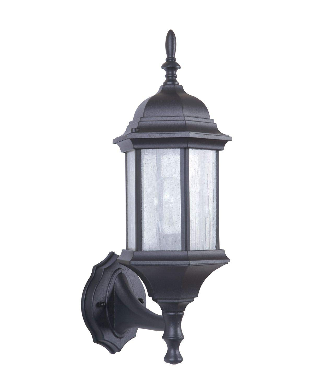 Craftmade Z290-TB-CS Outdoor Wall Sconce, 1-Light, 100W, Textured Matte Black, 18in H x 7in W, Glass & Aluminum Die Cast