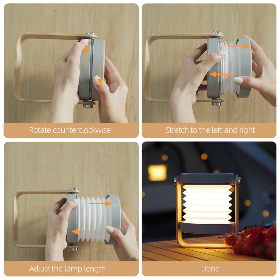 Collapsible Led Rechargeable Camping Lantern Lamp,Touch Battery Powered Light,Portable Emergency Flashlight,Suitable for Outdoor