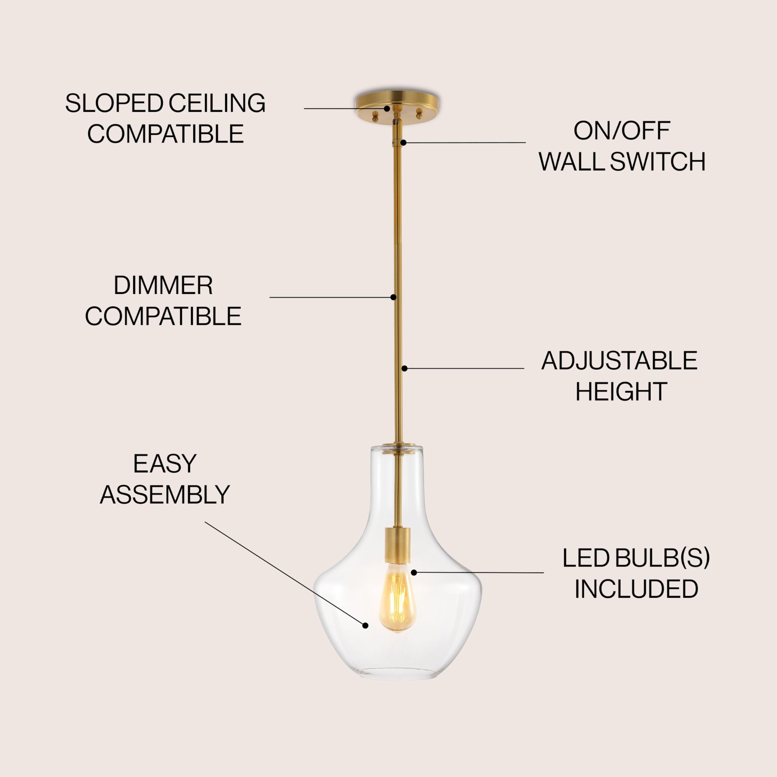 Jonathan Y Jyl6400C Watts 10.5'' 1-Light Mid-Century Modern Iron/Glass Led Pendant Contemporary, Coastal, Vintage Bedroom Living