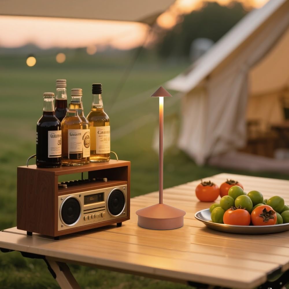 Simisand LED Cordless Table Lamps Set of 2, Portable Rechargeable, 6000mAh, Stepless Dimming, Brown, Model 1809