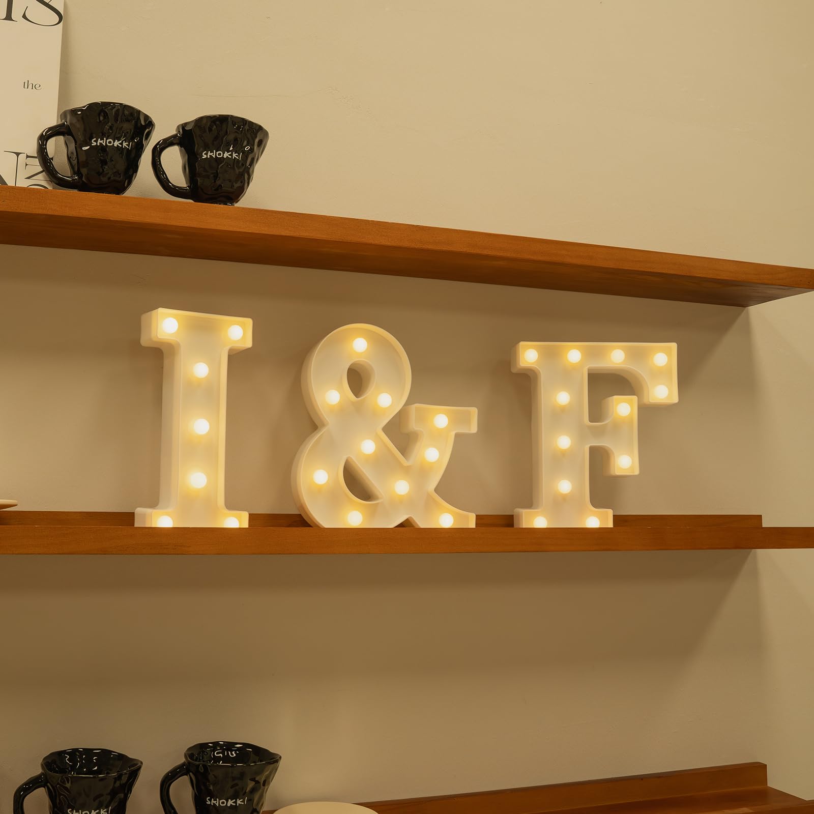Foaky Rechargeable LED Letter Lights Sign, Warm-White, Plastic, Model Recharge-ABS, Size I, Ideal for Weddings & Parties