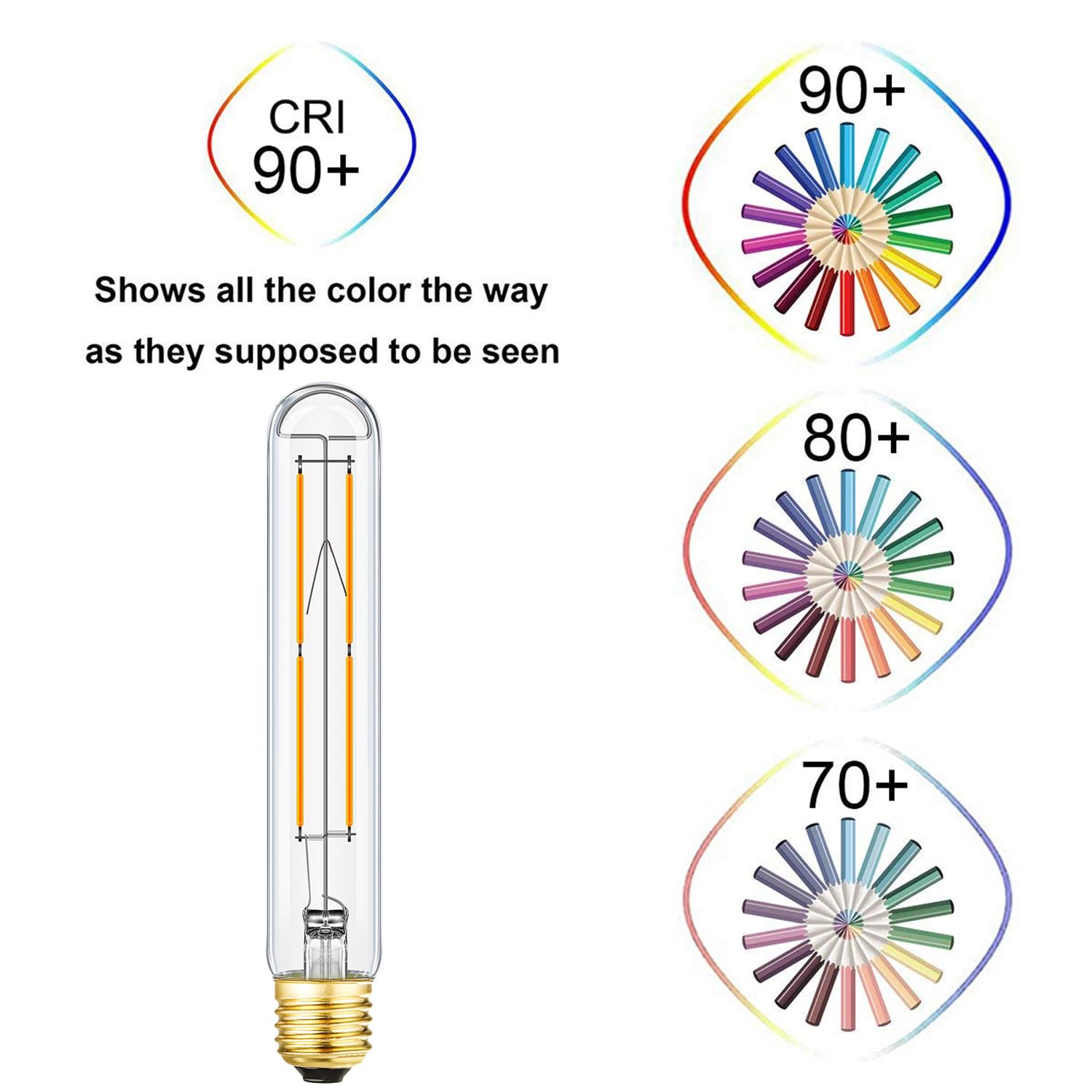Leools E26 LED Bulb 8W (75W Equivalent) Soft White 3000K T10 Glass 4-Pack