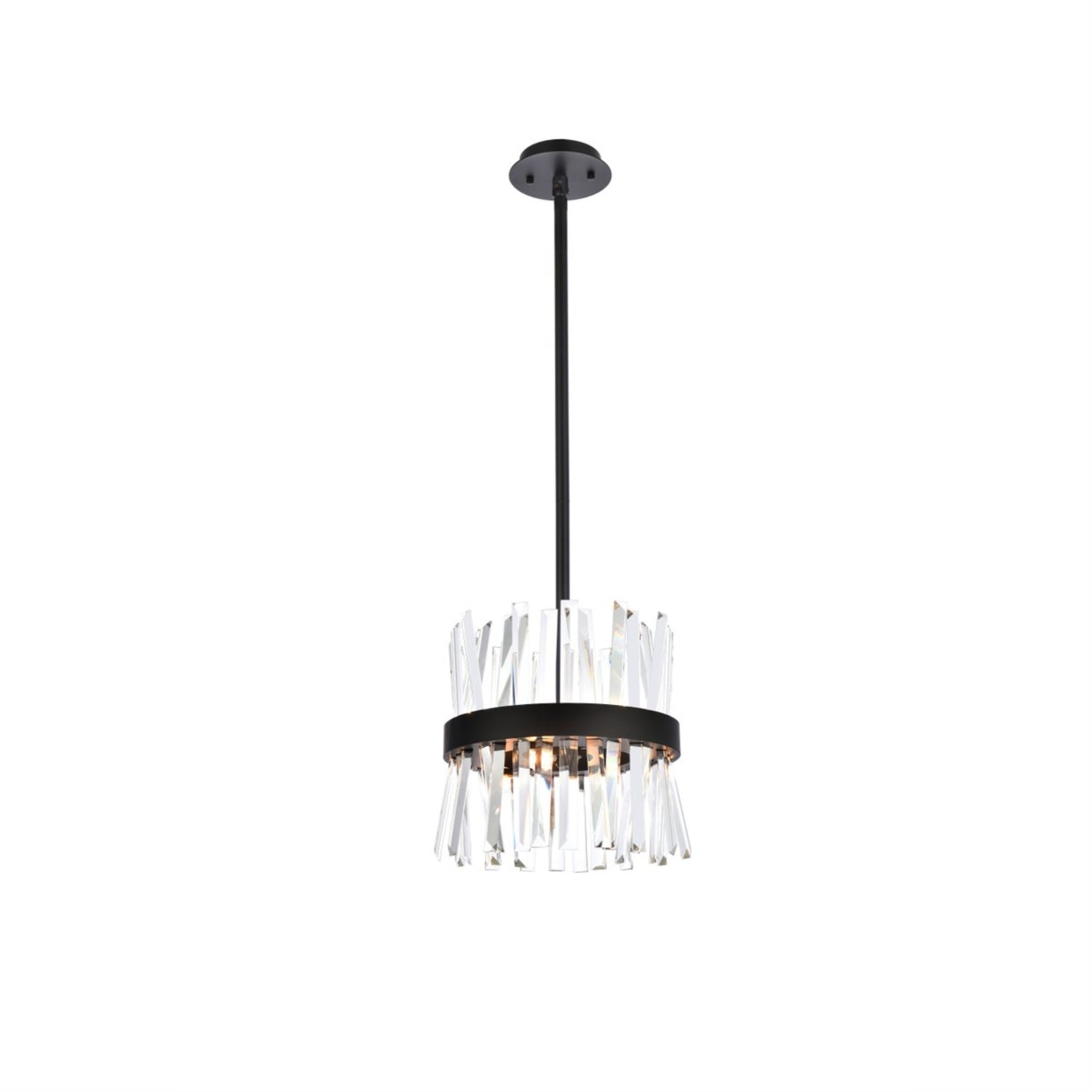 Serephina 12 inch crystal round pendant light in black