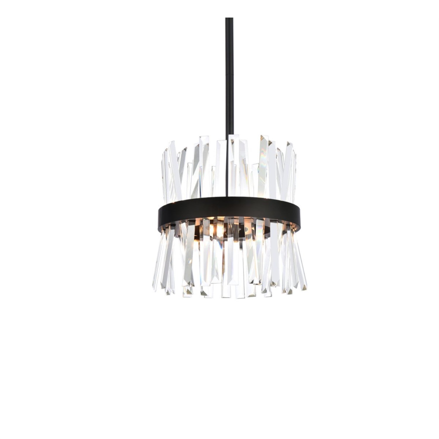 Serephina 12 inch crystal round pendant light in black