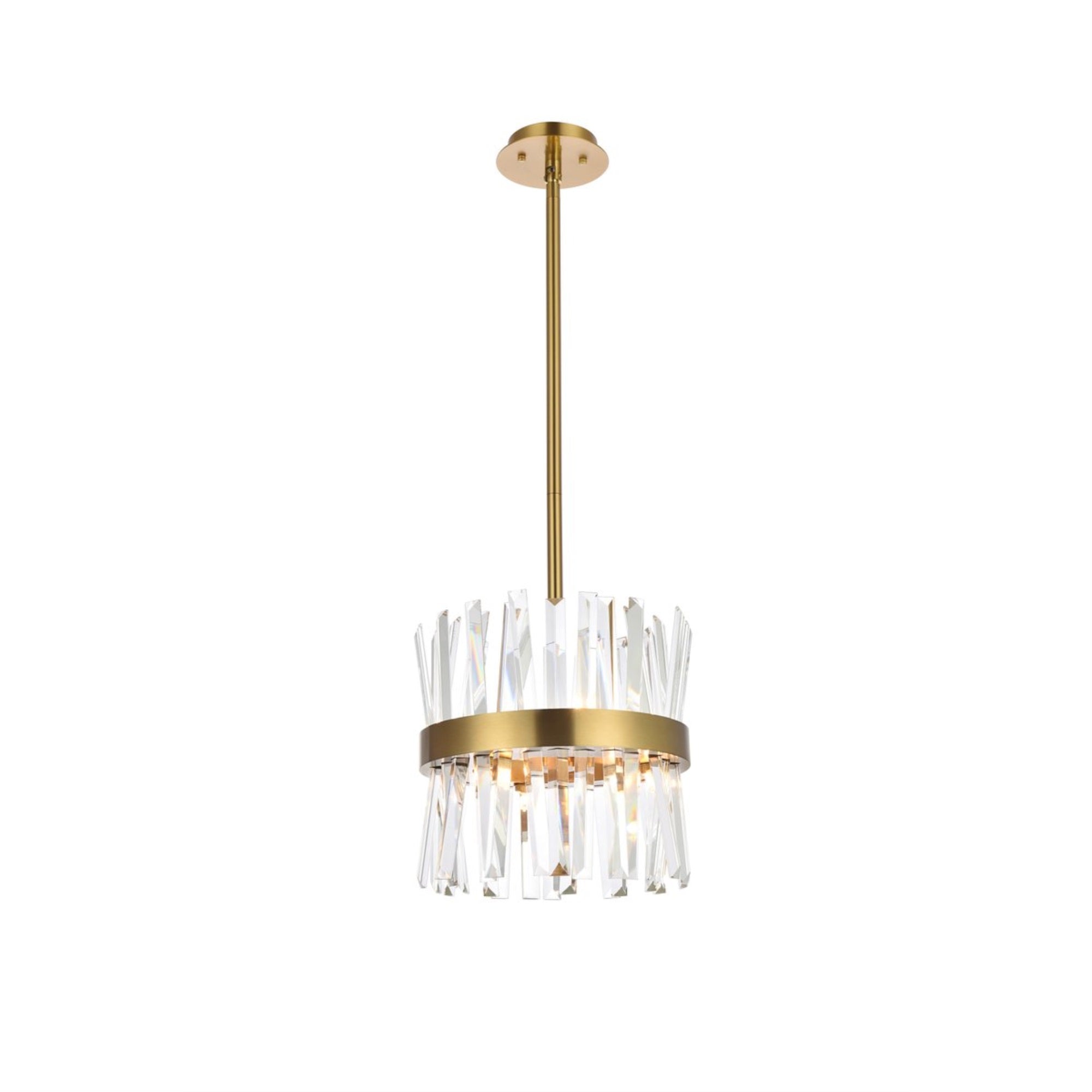 Serephina 12 inch crystal round pendant light in satin gold