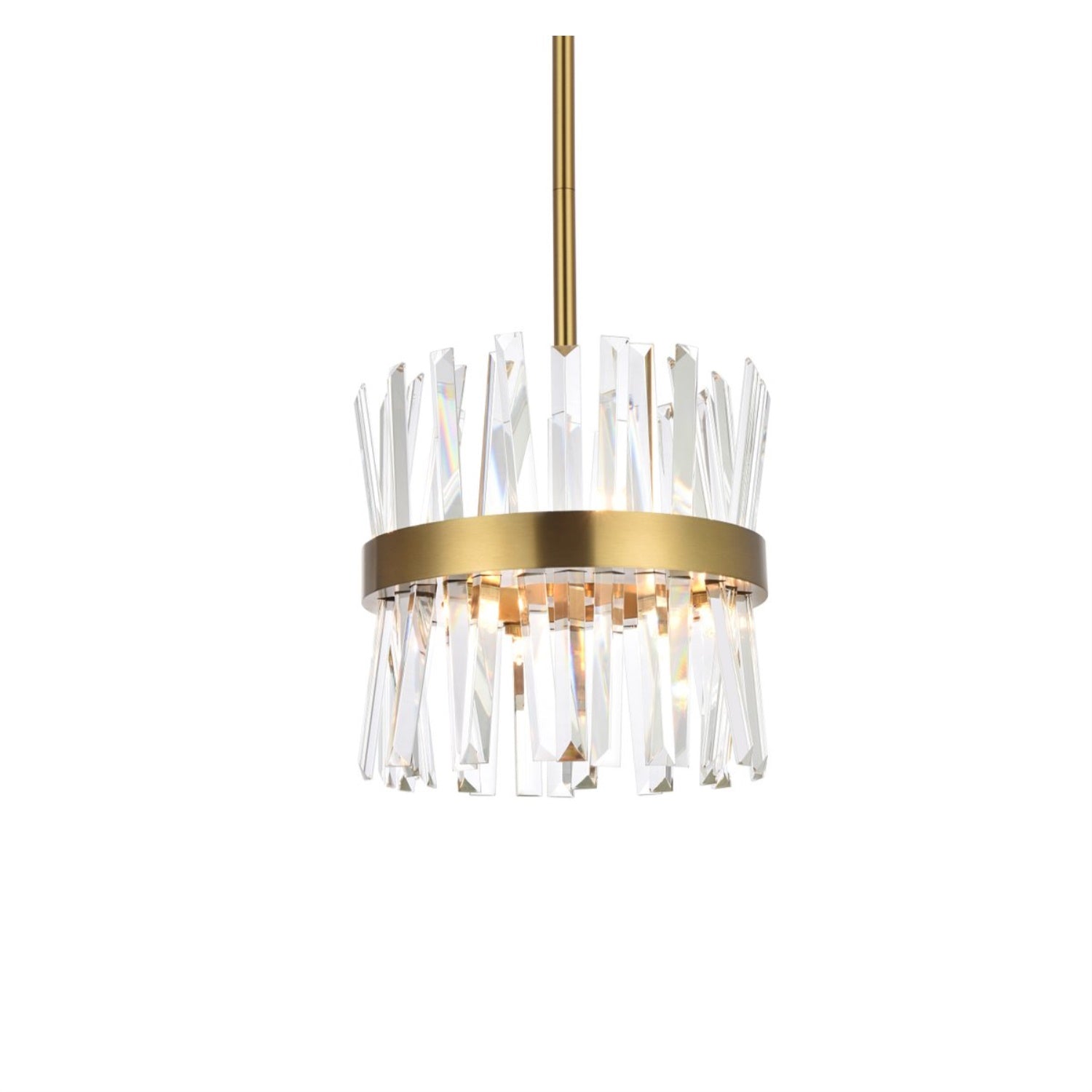 Serephina 12 inch crystal round pendant light in satin gold