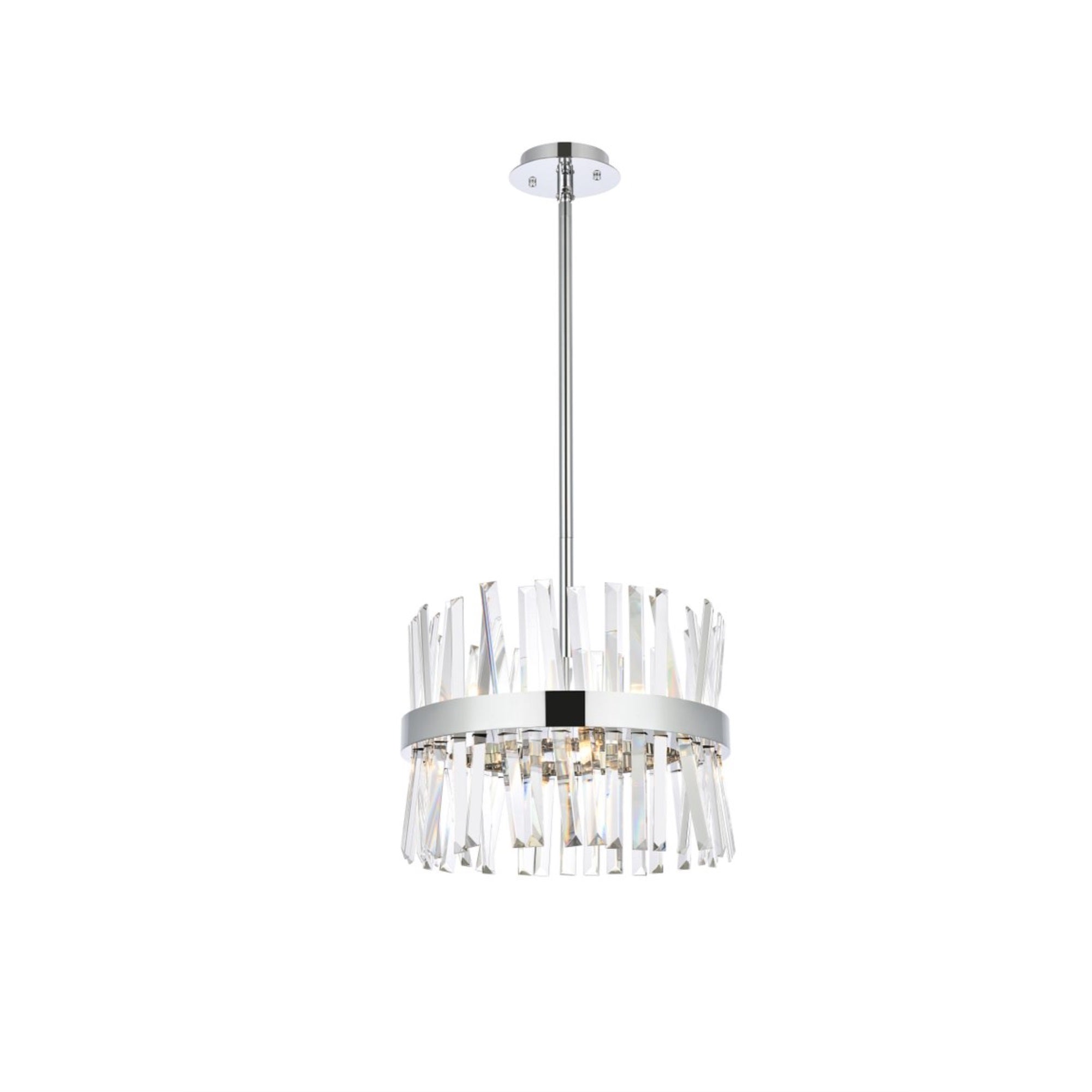 Serephina 16 inch crystal round pendant light in chrome
