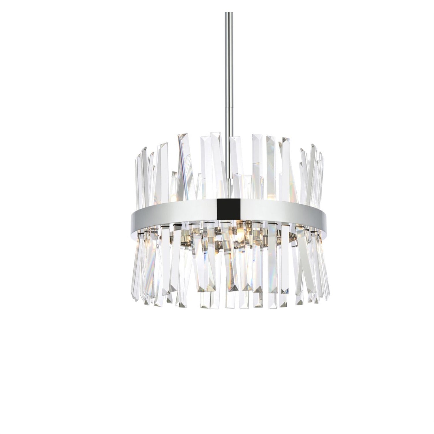 Serephina 16 inch crystal round pendant light in chrome