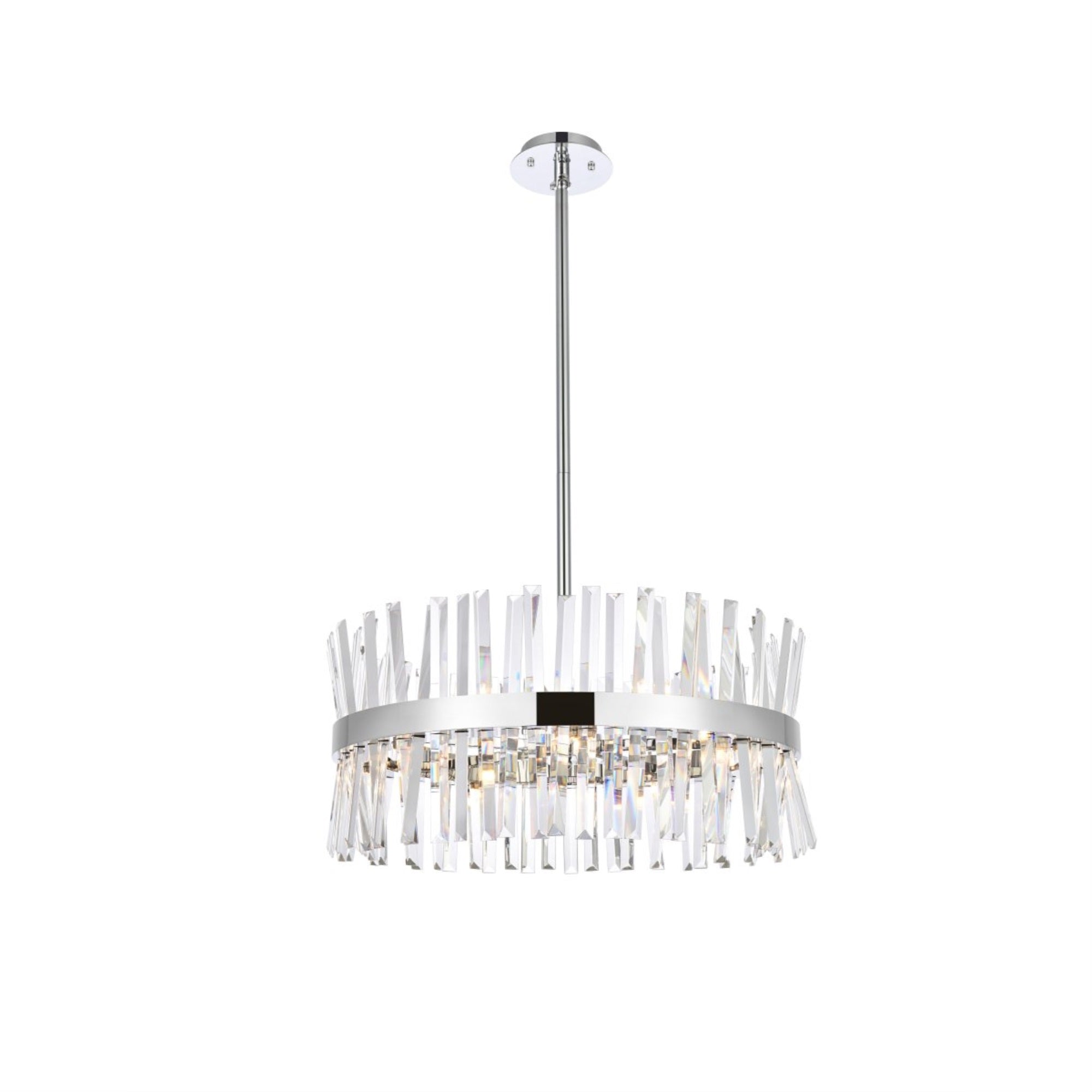 Elegant Lighting Serephina Pendant Light 25in Chrome Iron & Crystal Model 6200D25C