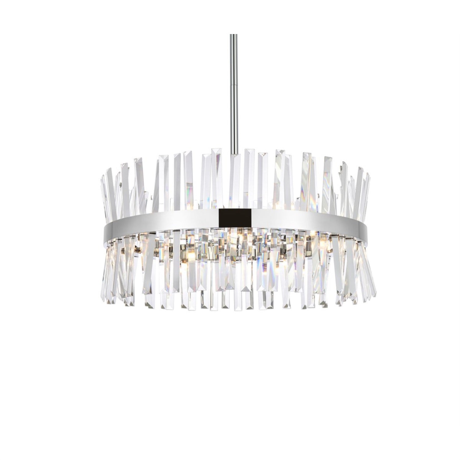 Elegant Lighting Serephina Pendant Light 25in Chrome Iron & Crystal Model 6200D25C