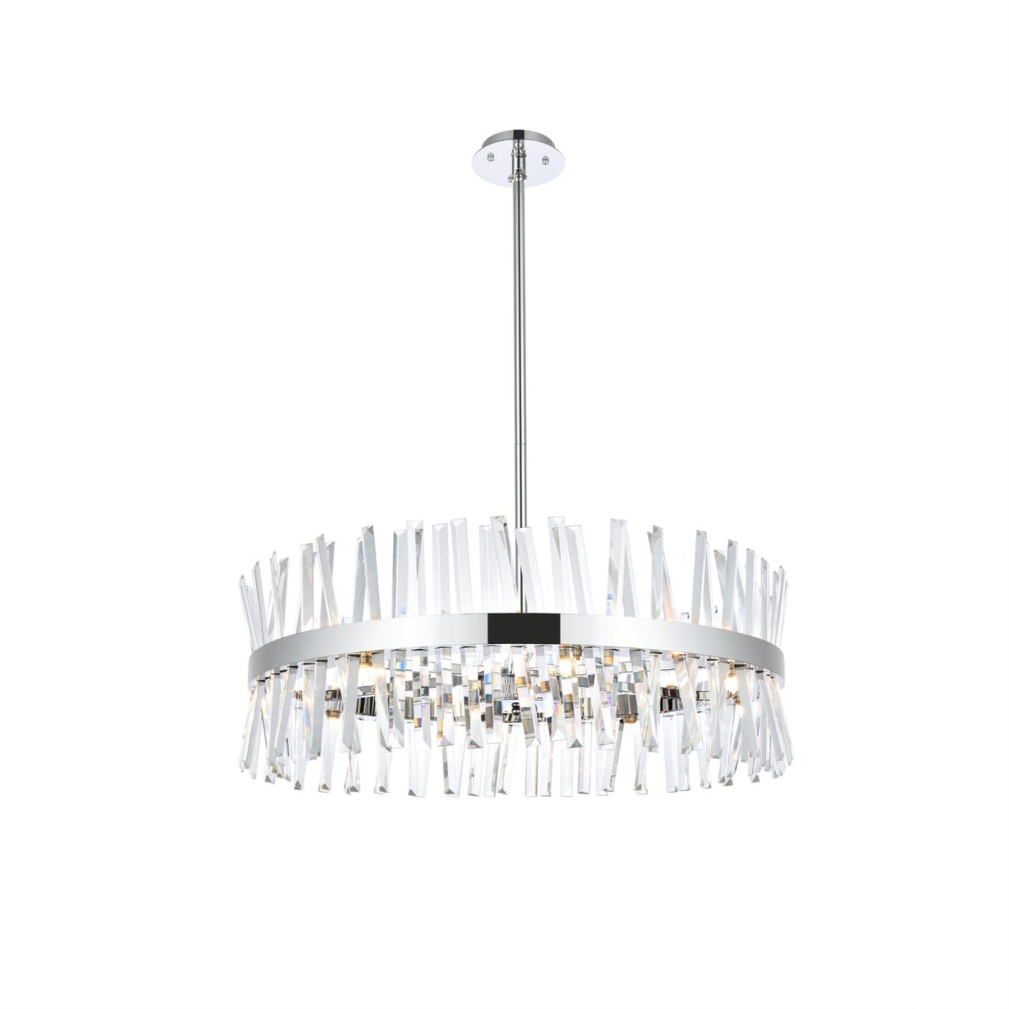 Serephina 32 inch crystal round chandelier light in chrome