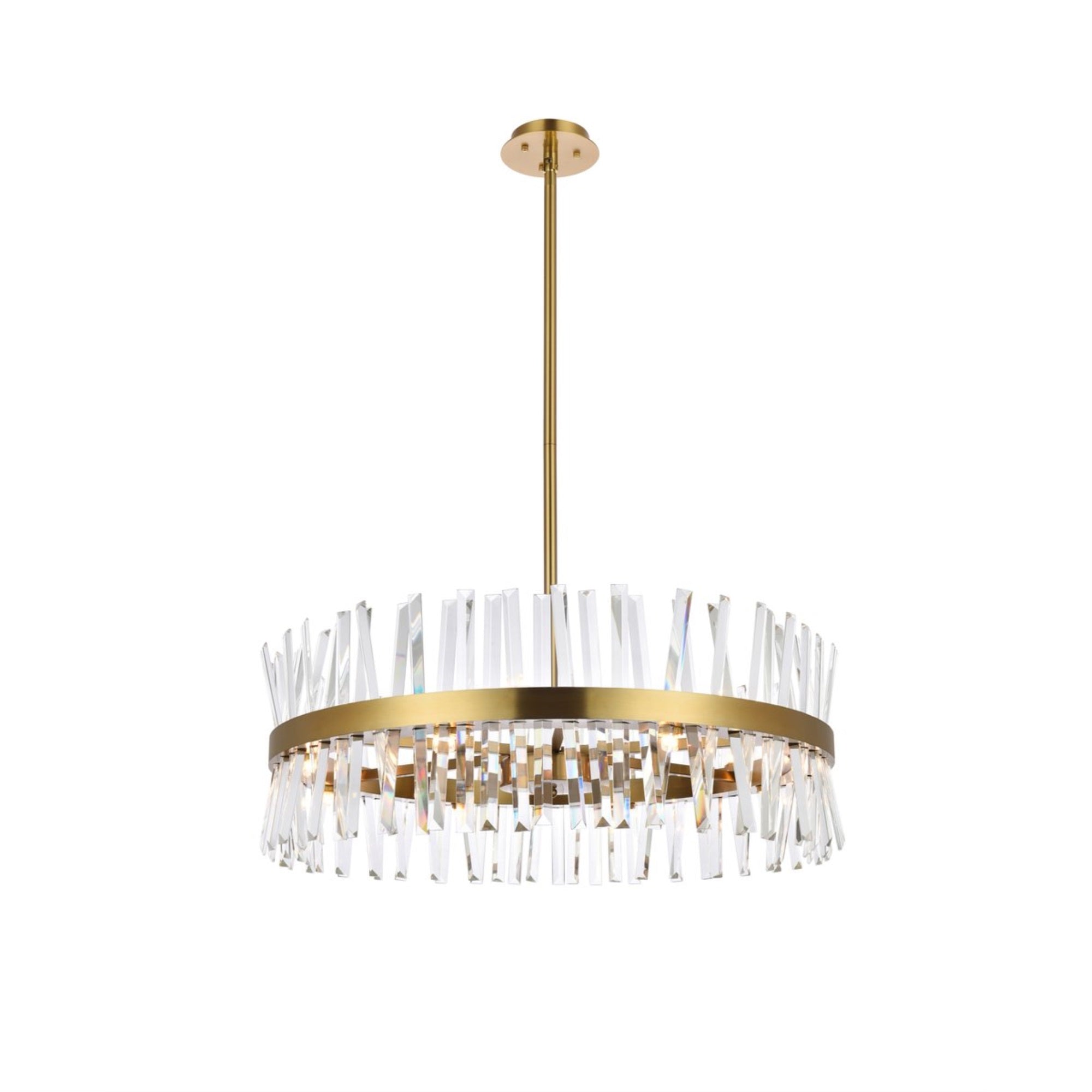 Elegant Lighting Serephina 32 Inch Crystal Round Chandelier Light In Satin Gold