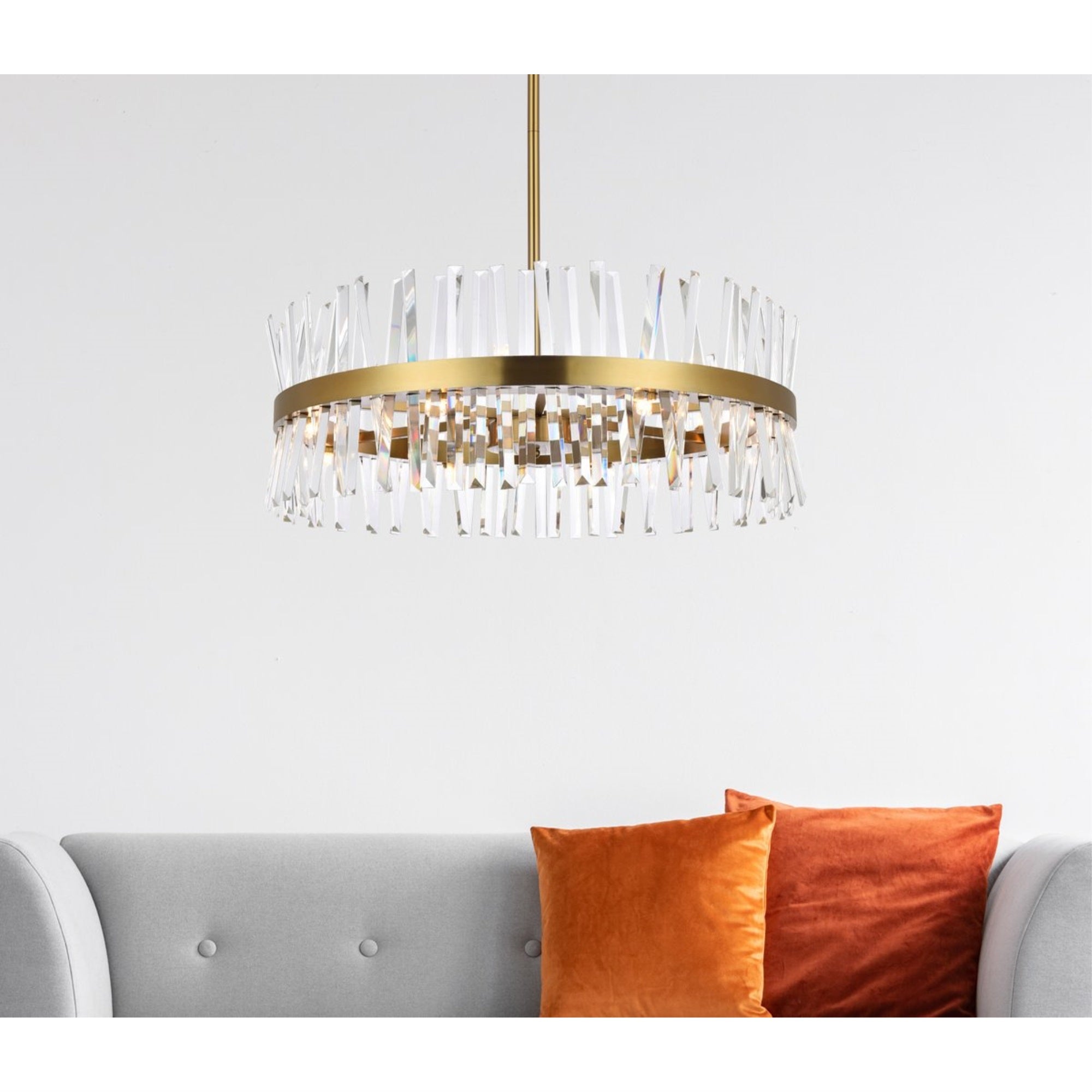 Elegant Lighting Serephina 32 Inch Crystal Round Chandelier Light In Satin Gold