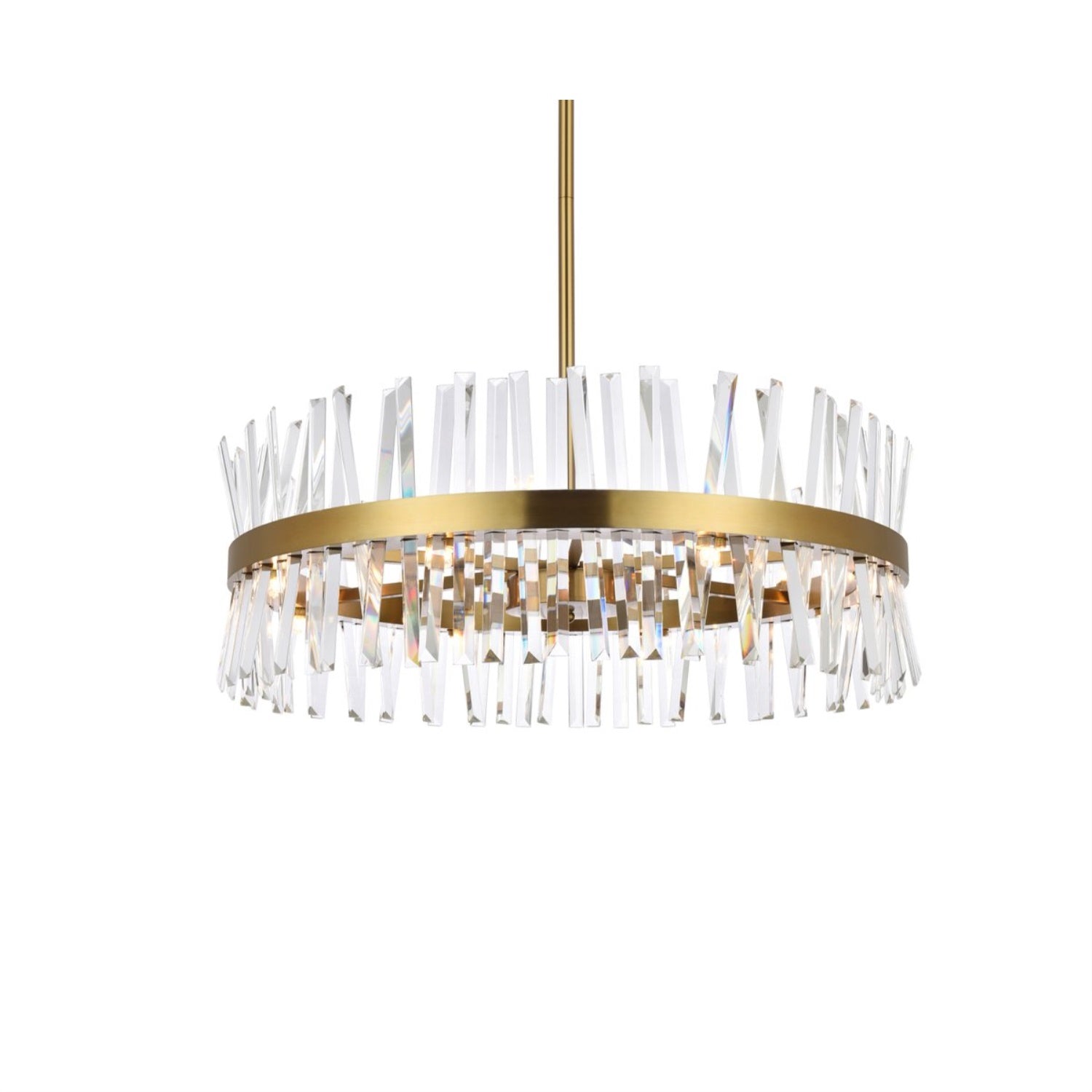 Elegant Lighting Serephina 32 Inch Crystal Round Chandelier Light In Satin Gold