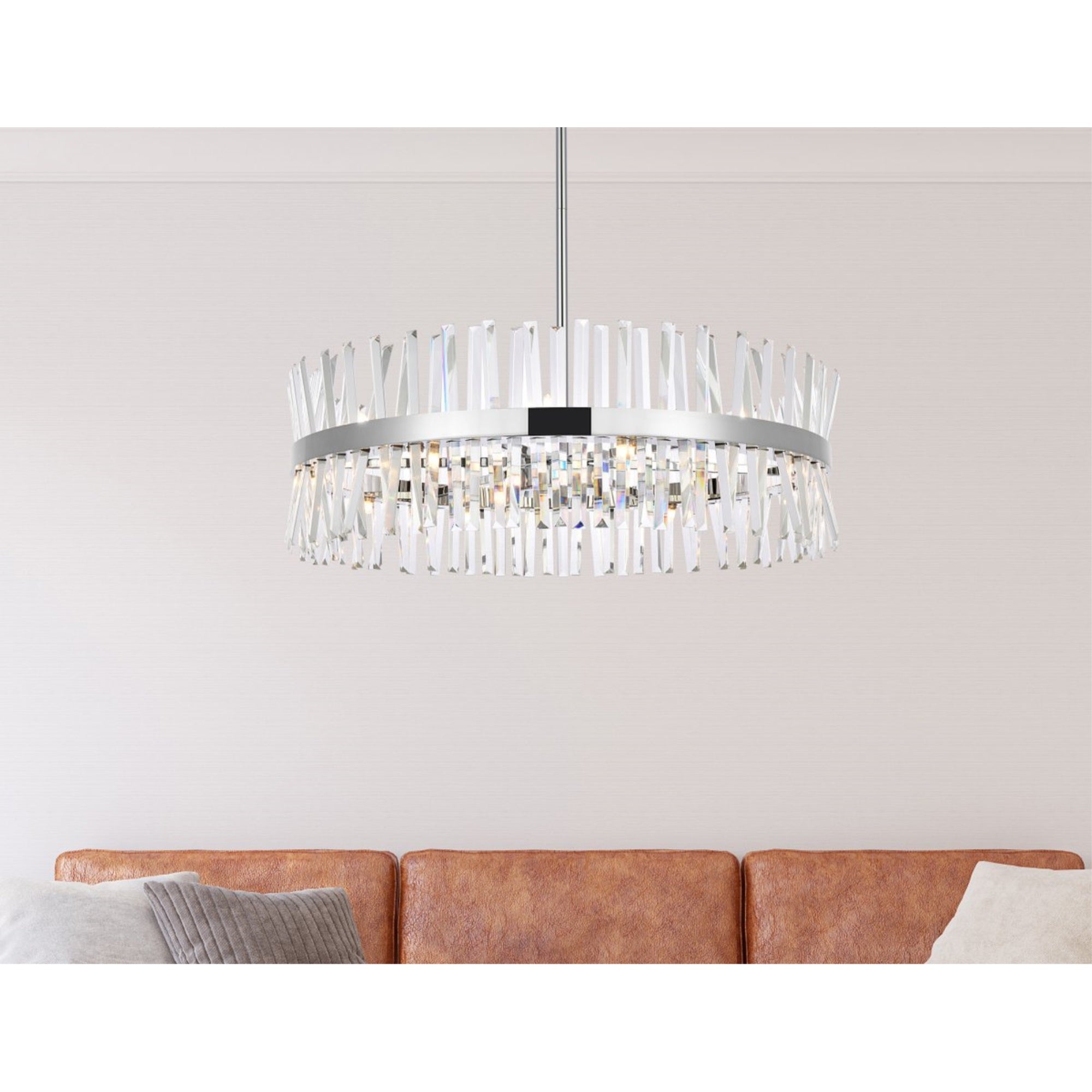 Elegant Lighting Serephina Chandelier 36in Iron & Crystal Chrome Model 6200D36C
