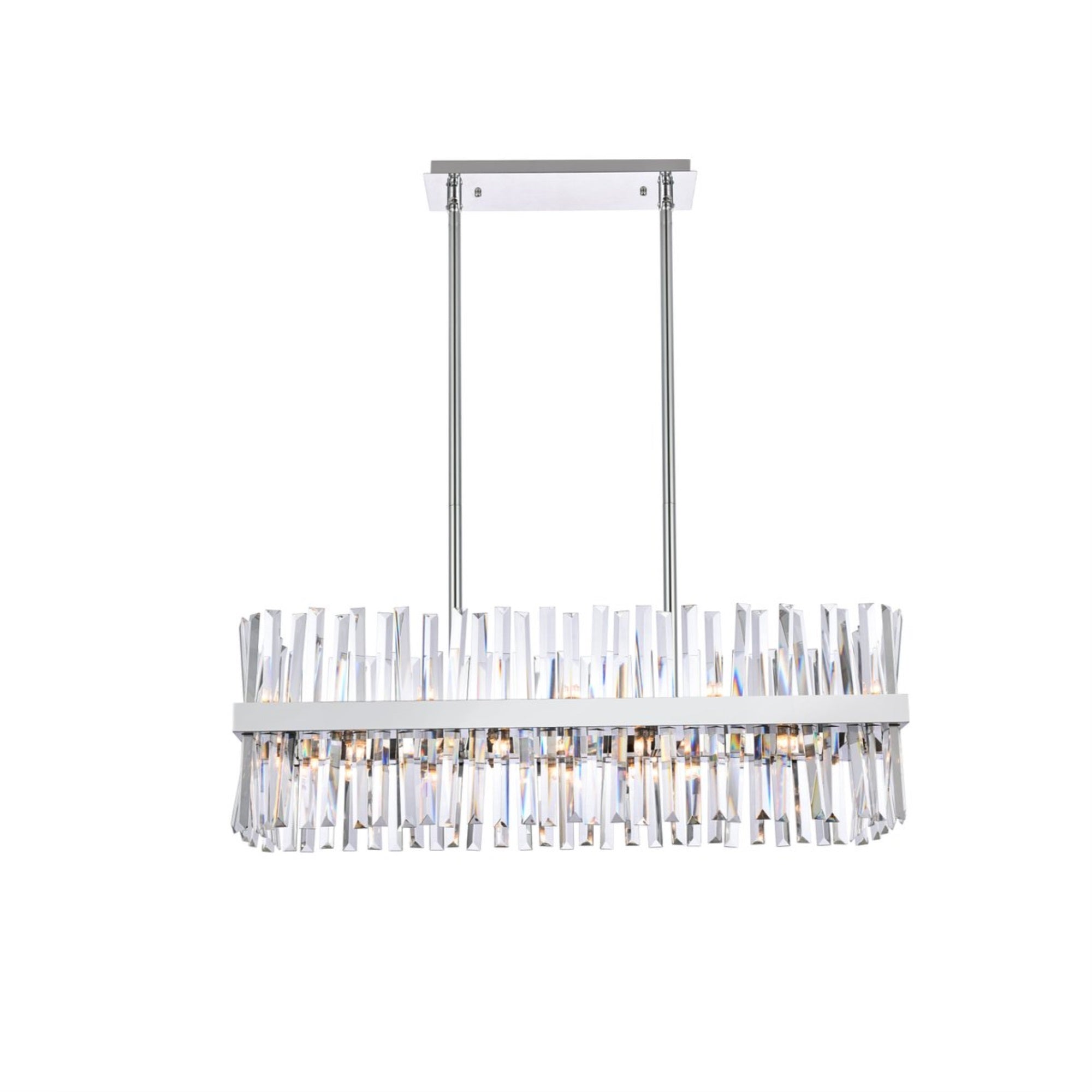 Serephina 36 Inch Crystal Rectangle Chandelier Light In Chrome