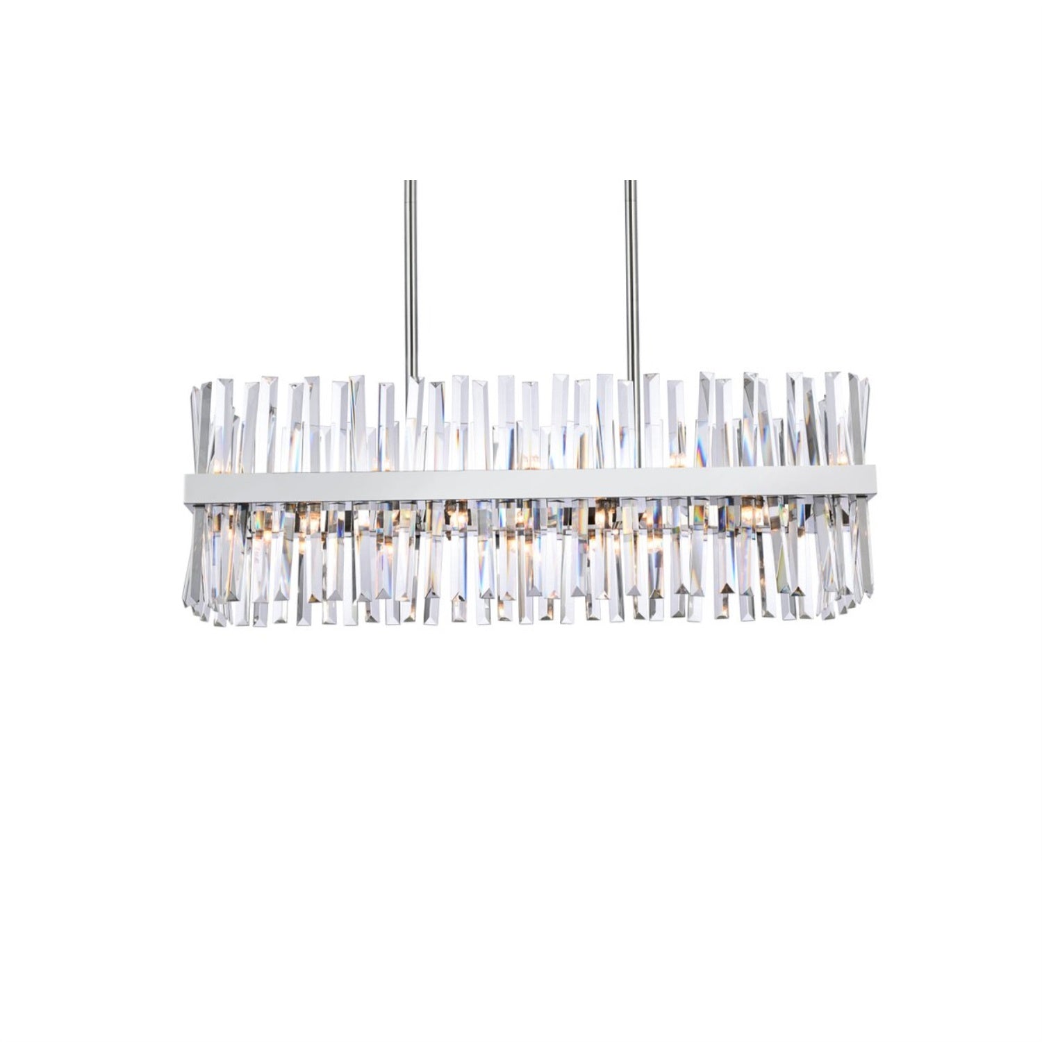 Serephina 36 Inch Crystal Rectangle Chandelier Light In Chrome