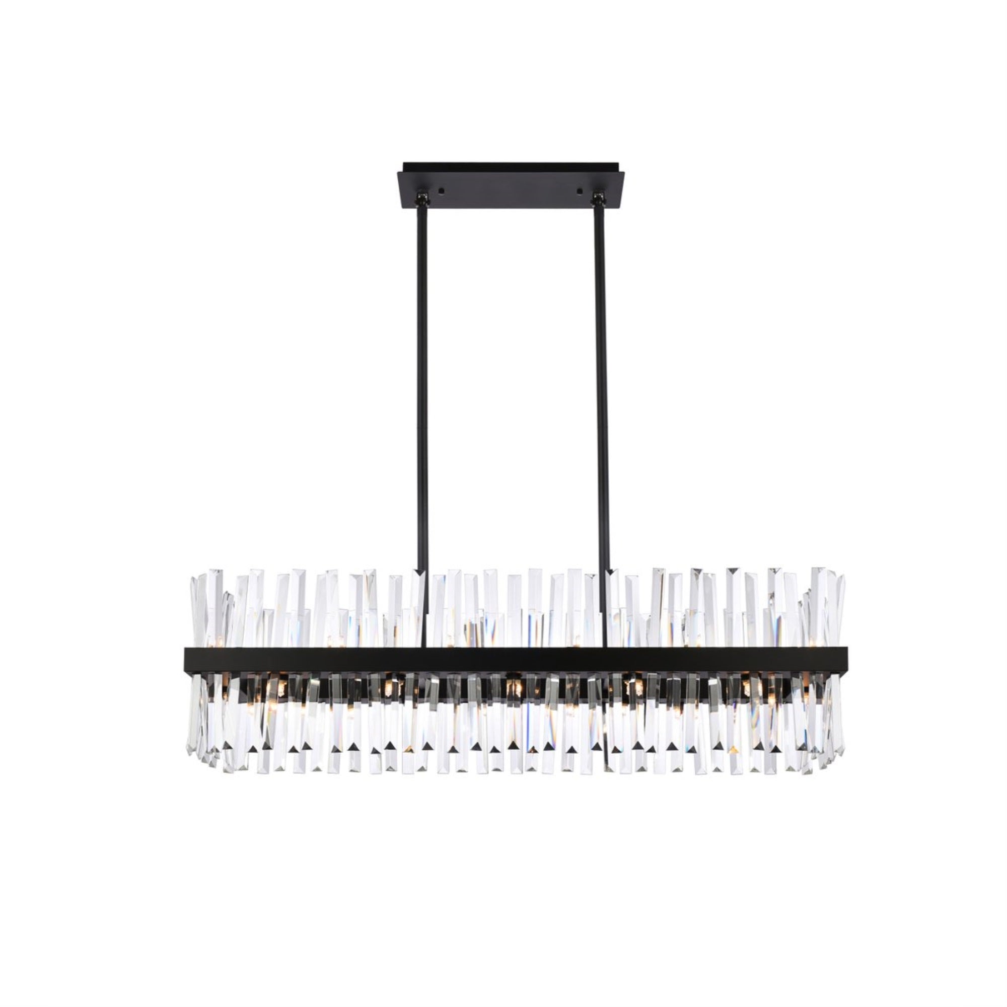 Serephina 42 Inch Crystal Rectangle Chandelier Light In Black