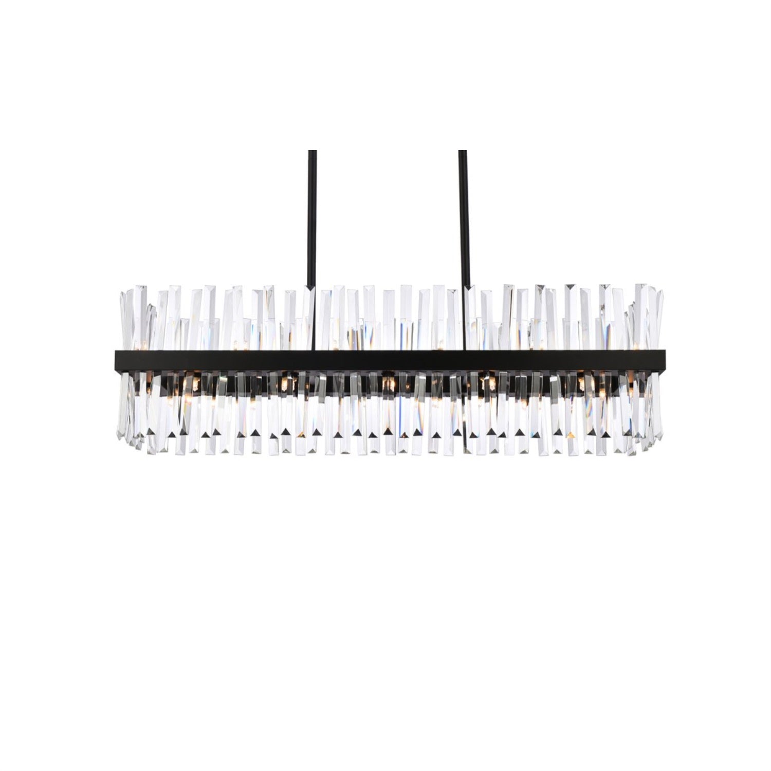 Serephina 42 Inch Crystal Rectangle Chandelier Light In Black