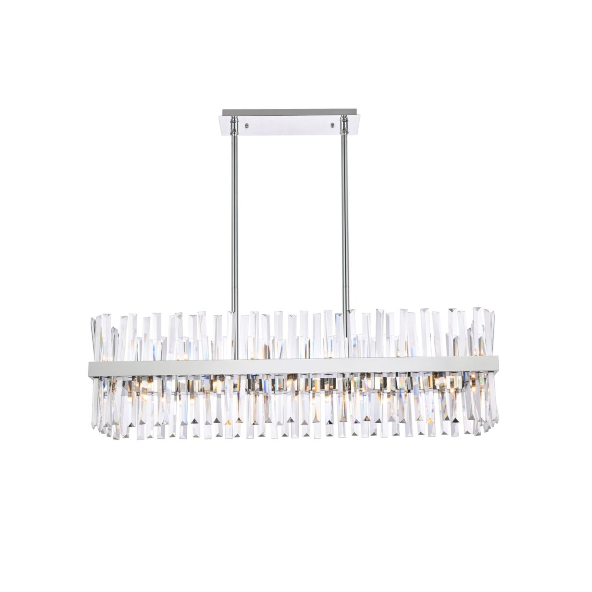 Serephina 42 inch crystal rectangle chandelier light in chrome