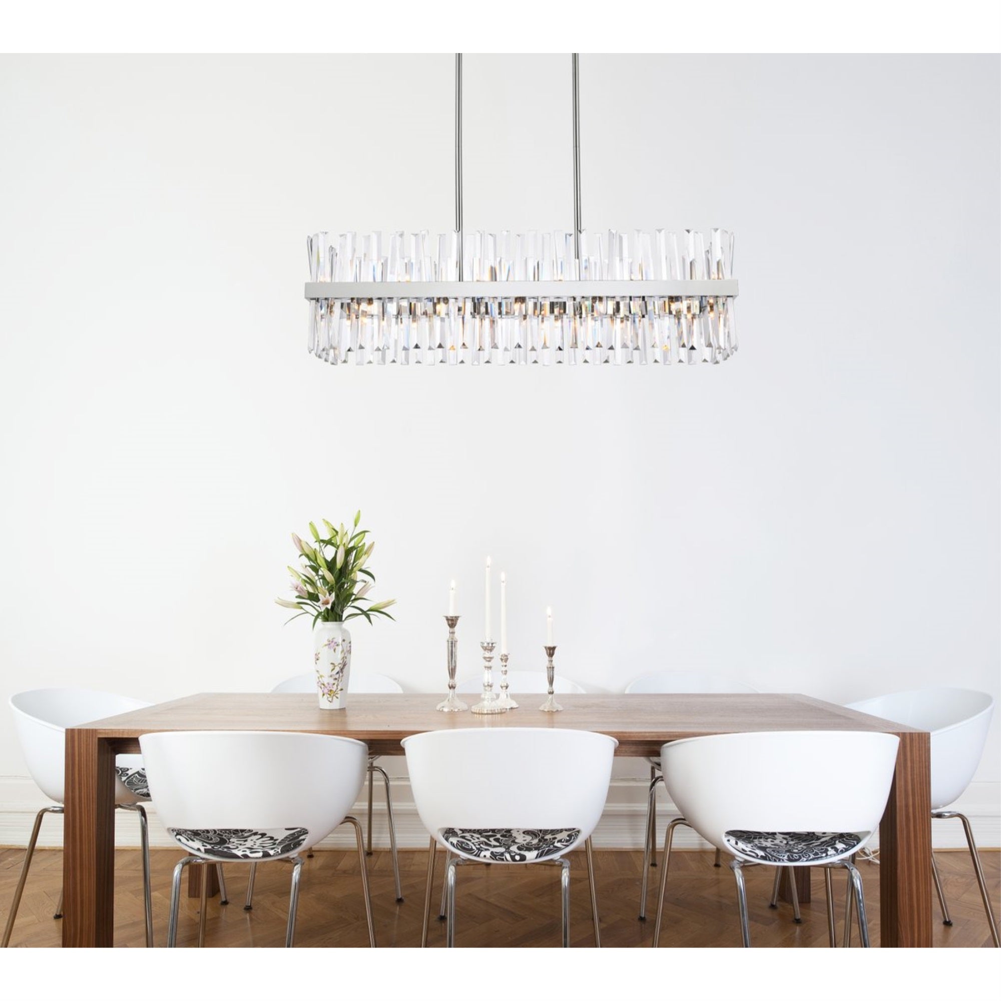 Serephina 42 inch crystal rectangle chandelier light in chrome