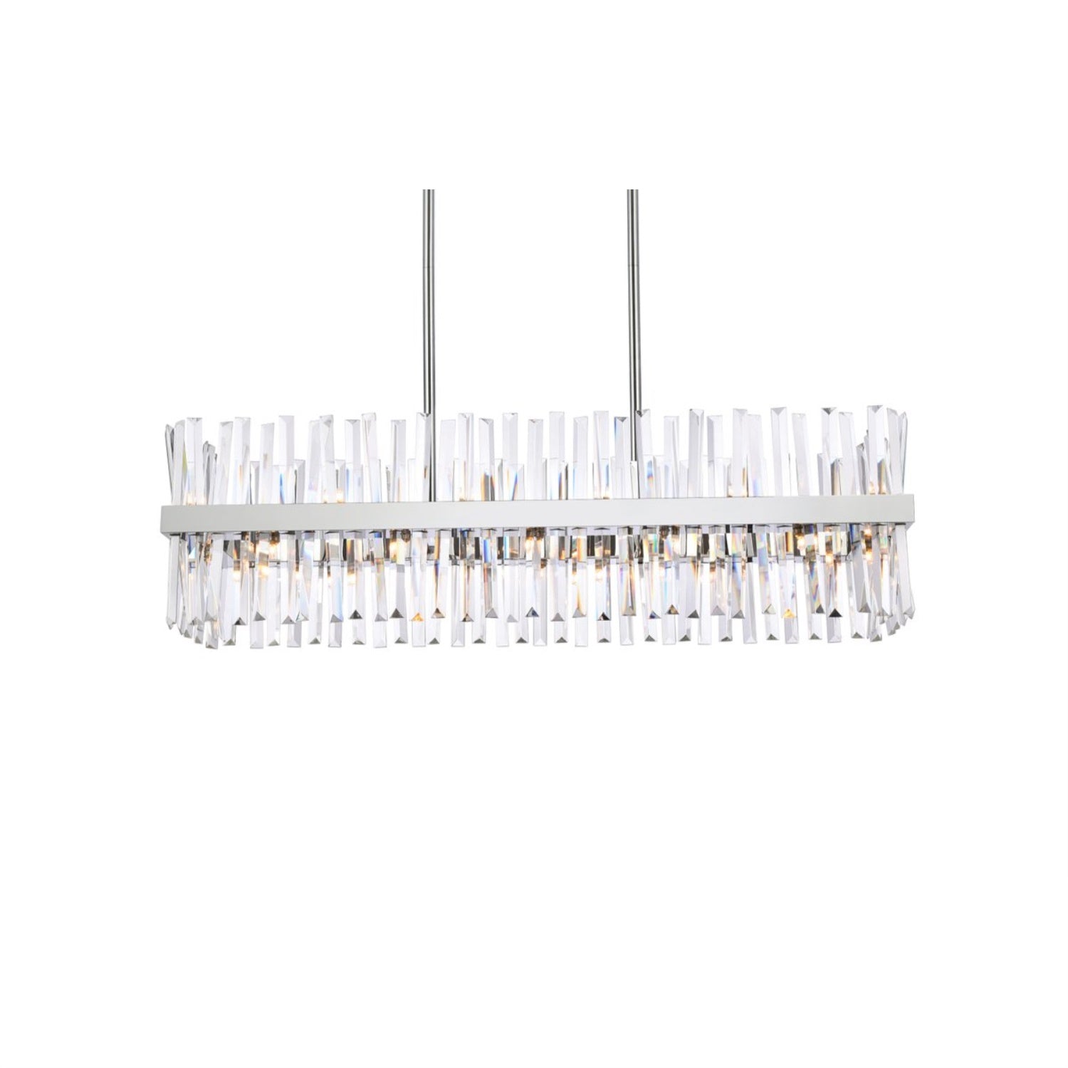 Serephina 42 inch crystal rectangle chandelier light in chrome