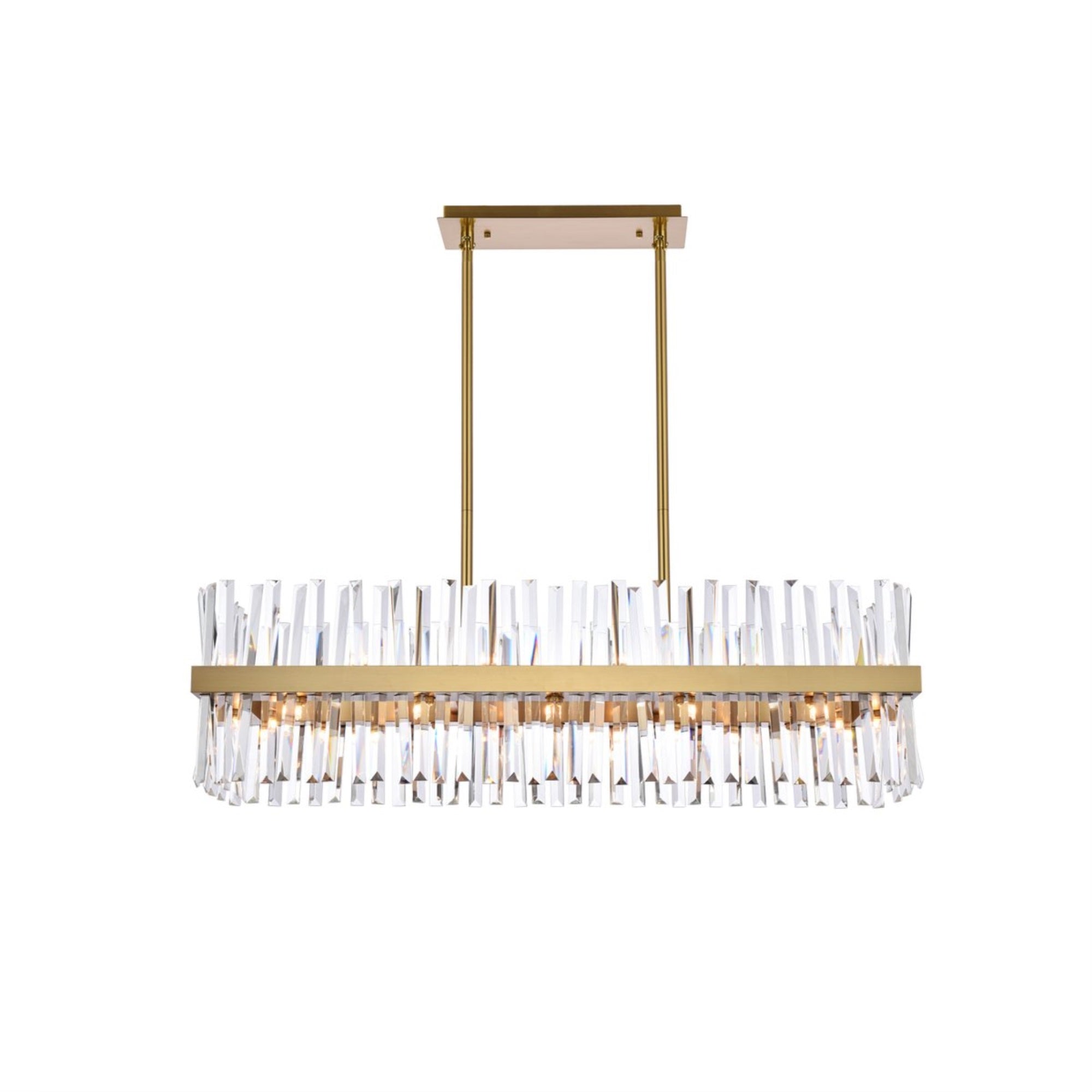 Serephina 42 inch crystal rectangle chandelier light in satin gold