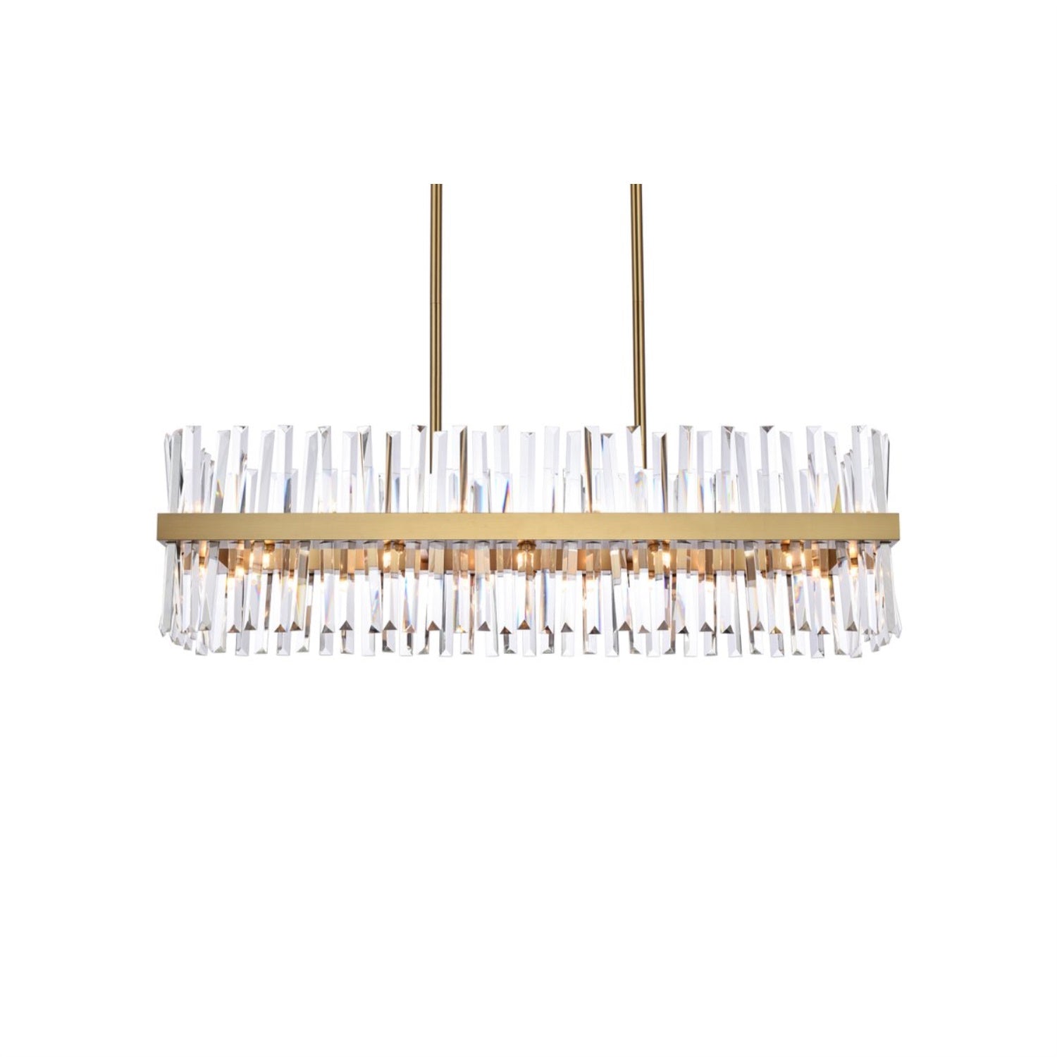 Serephina 42 inch crystal rectangle chandelier light in satin gold