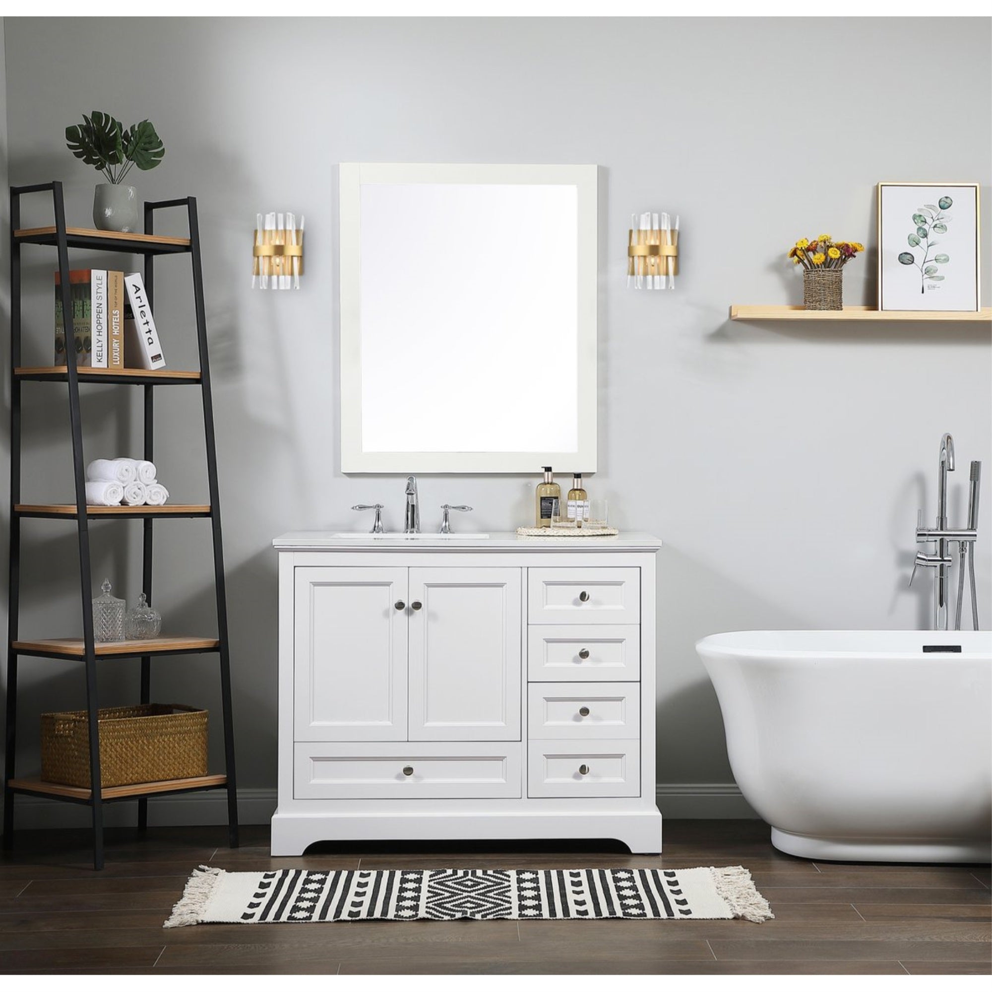 Serephina 8 inch crystal bath sconce in satin gold