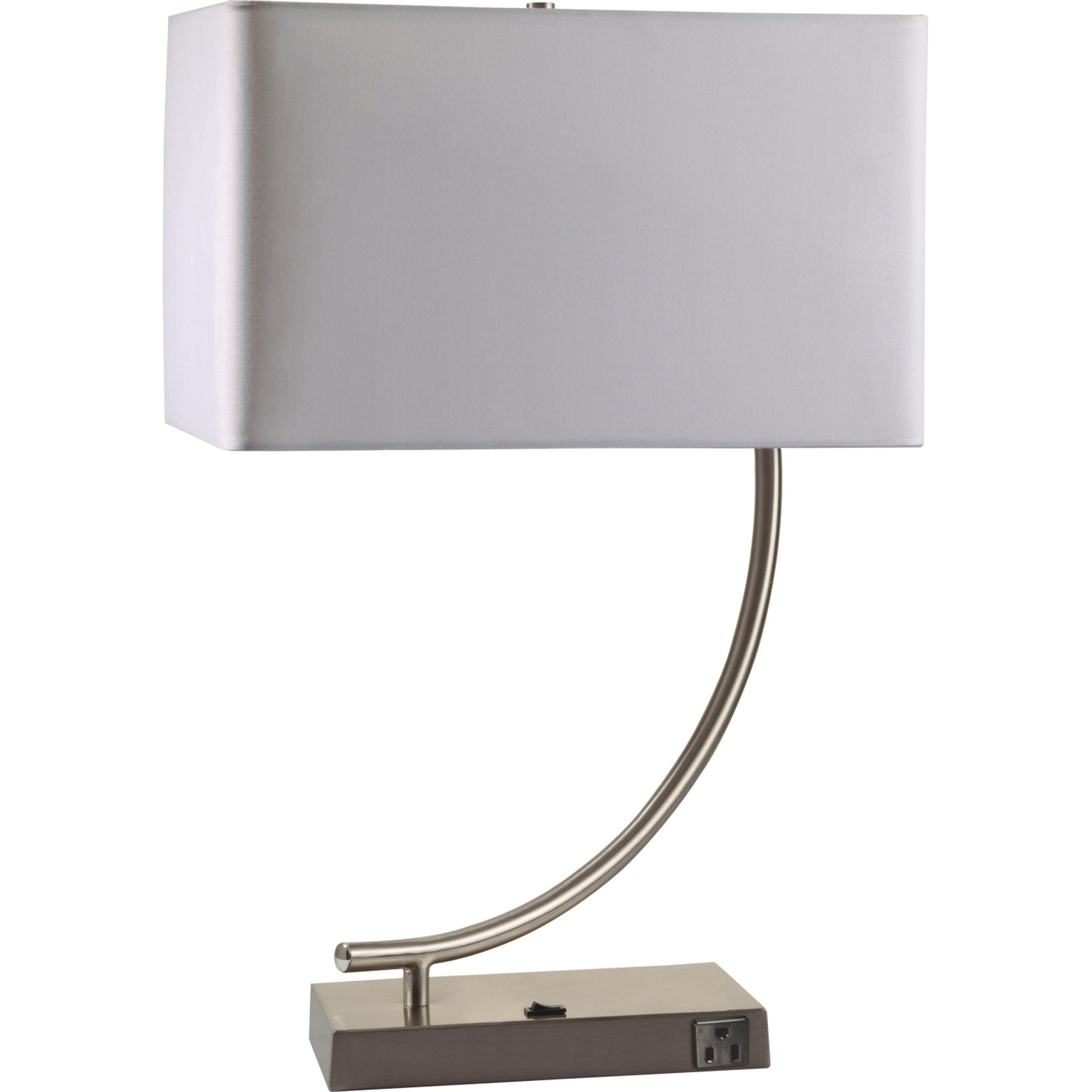 Ore International, Inc 6223-1 Table Lamp With Convenient Outlet, 9&quot; X 15.25&quot; X 22&quot;, Chrome/Nickel