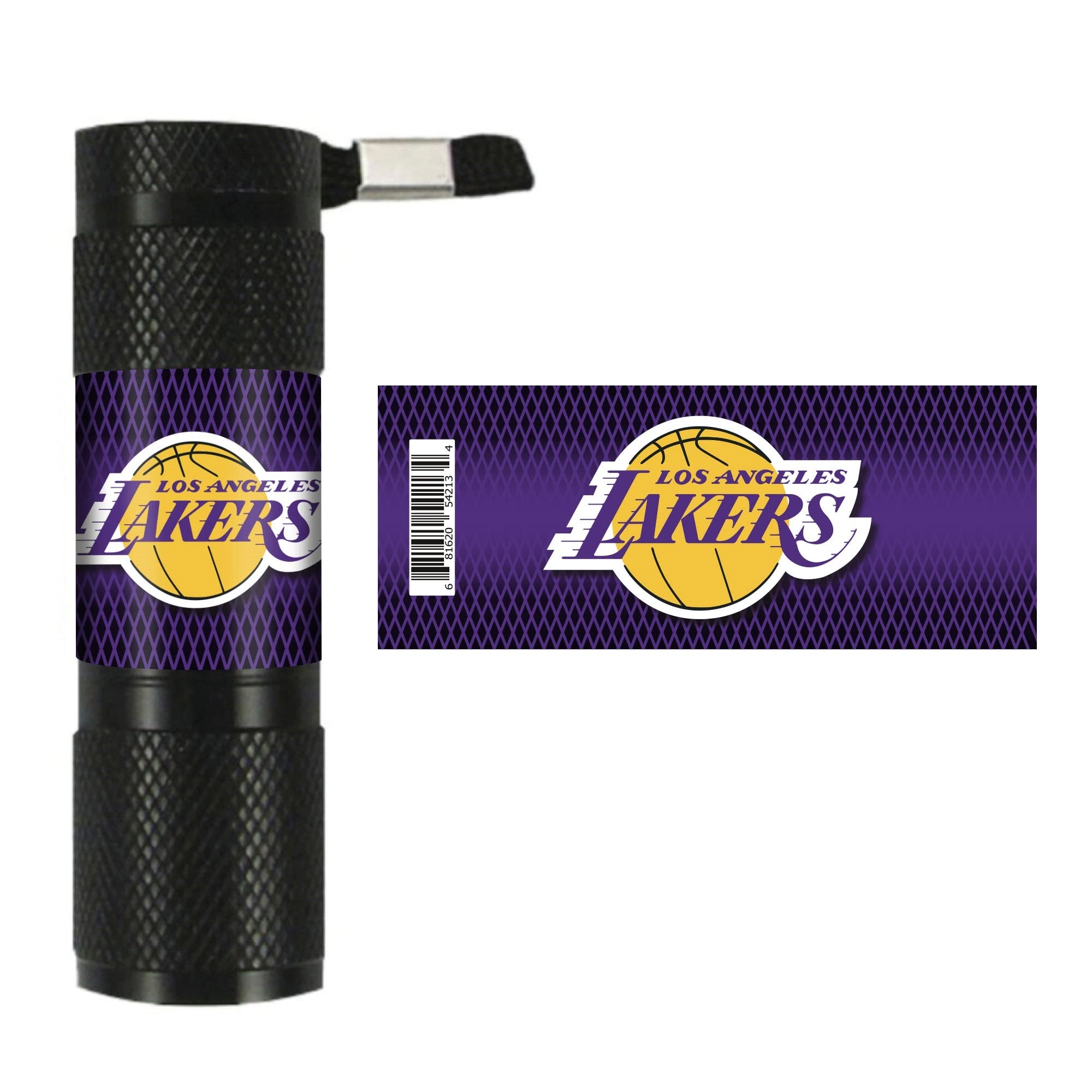 FANMATS NBA Los Angeles Lakers LED Flashlight, Aluminum, One Size, Black, Model 62293