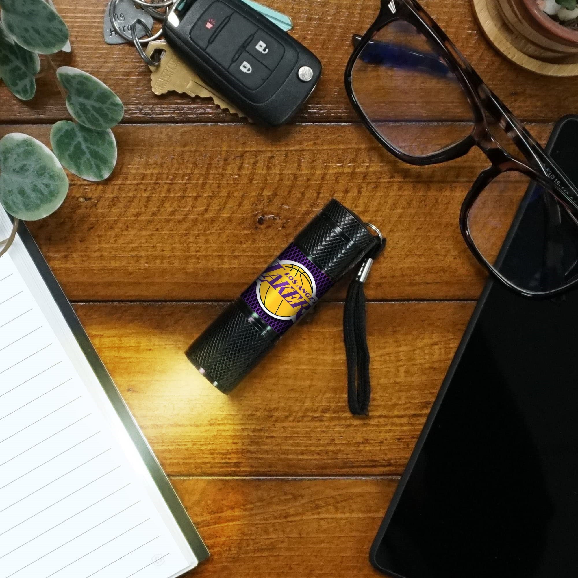 FANMATS NBA Los Angeles Lakers LED Flashlight, Aluminum, One Size, Black, Model 62293
