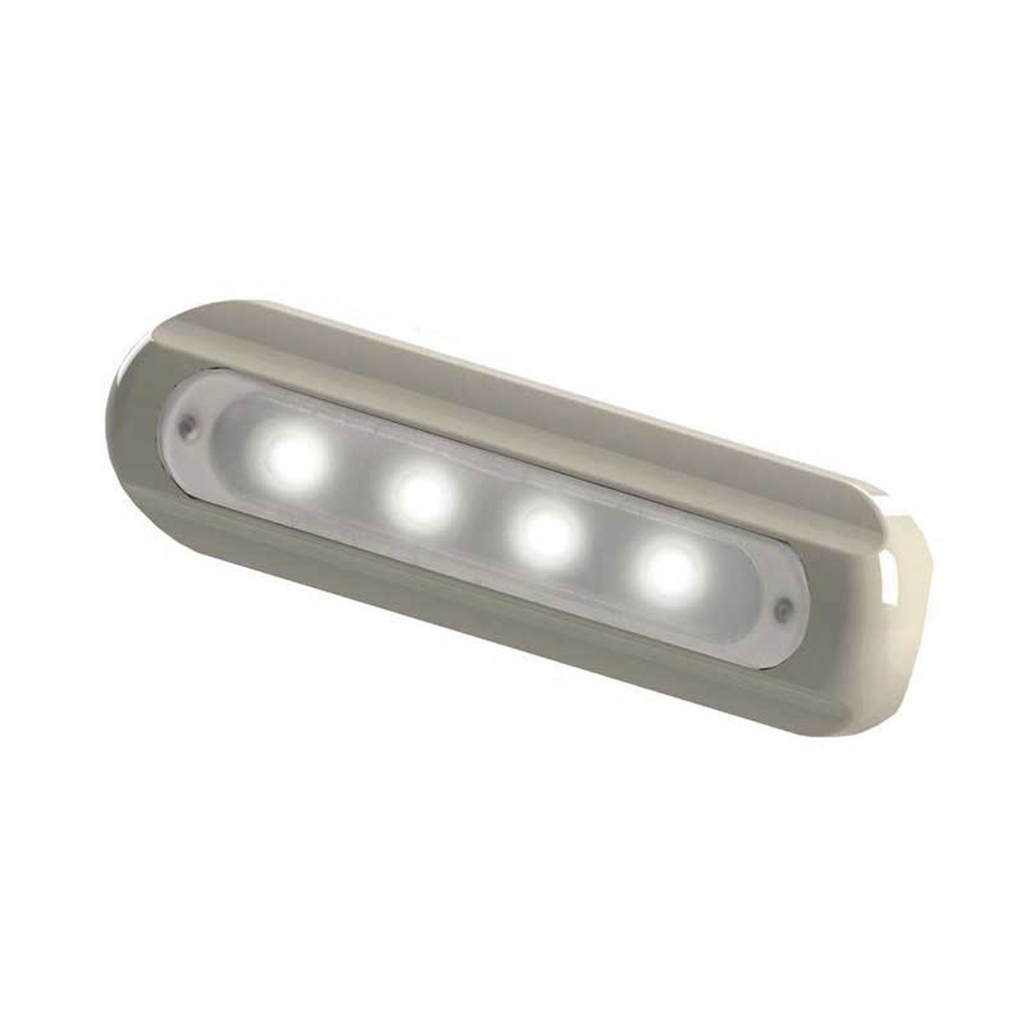 Taco Marine F38-8800W-1 Flat Mount 4-Led Deck Light - White With White Housing