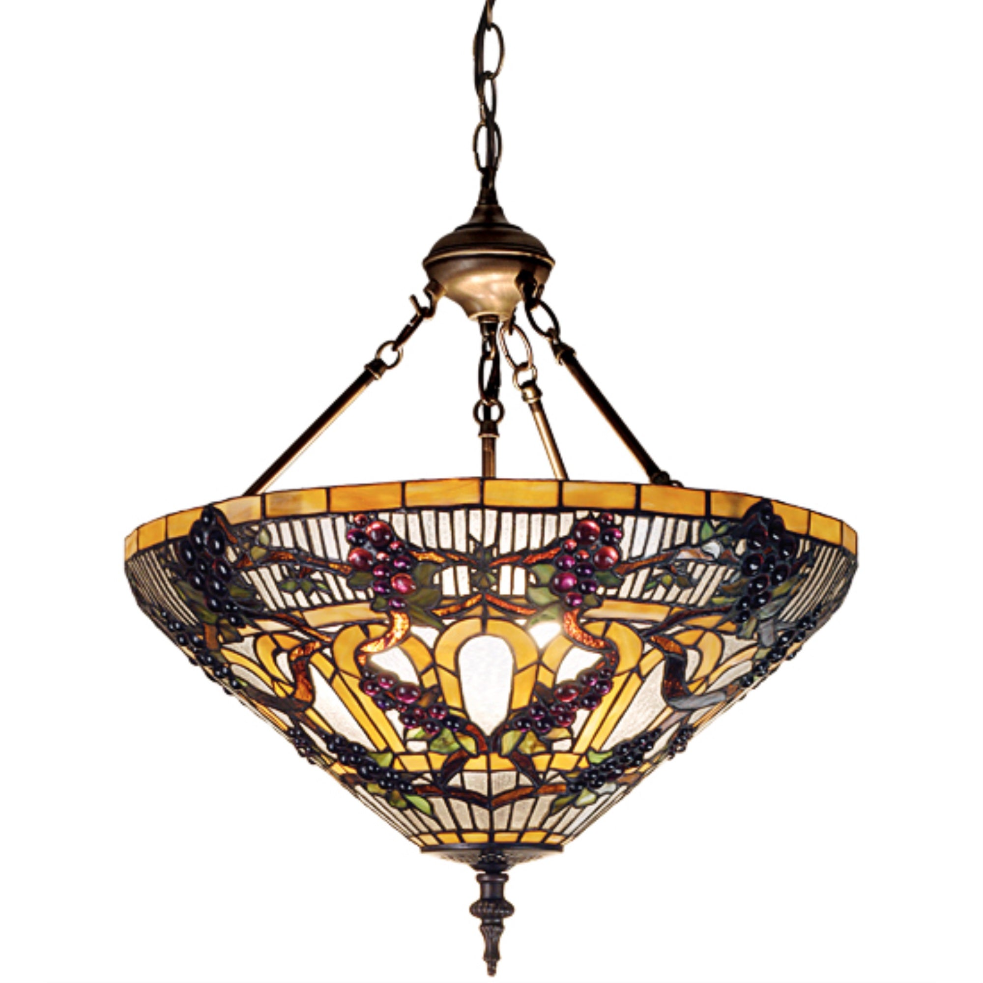 Meyda Tiffany 3 Light Inverted Pendant Glass 20in W Tiffany Glass