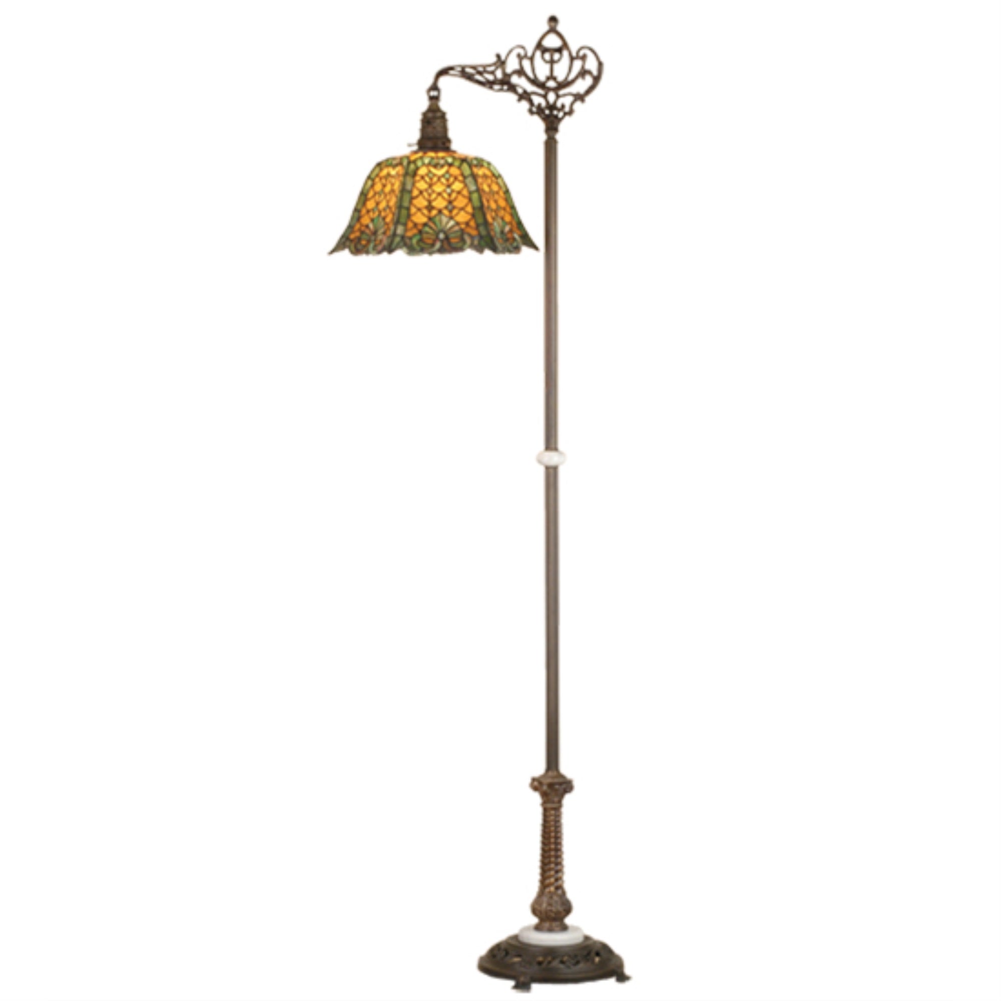 69.5 inchH Duffner & Kimberly Shell & Diamond Bridge Arm Floor Lamp