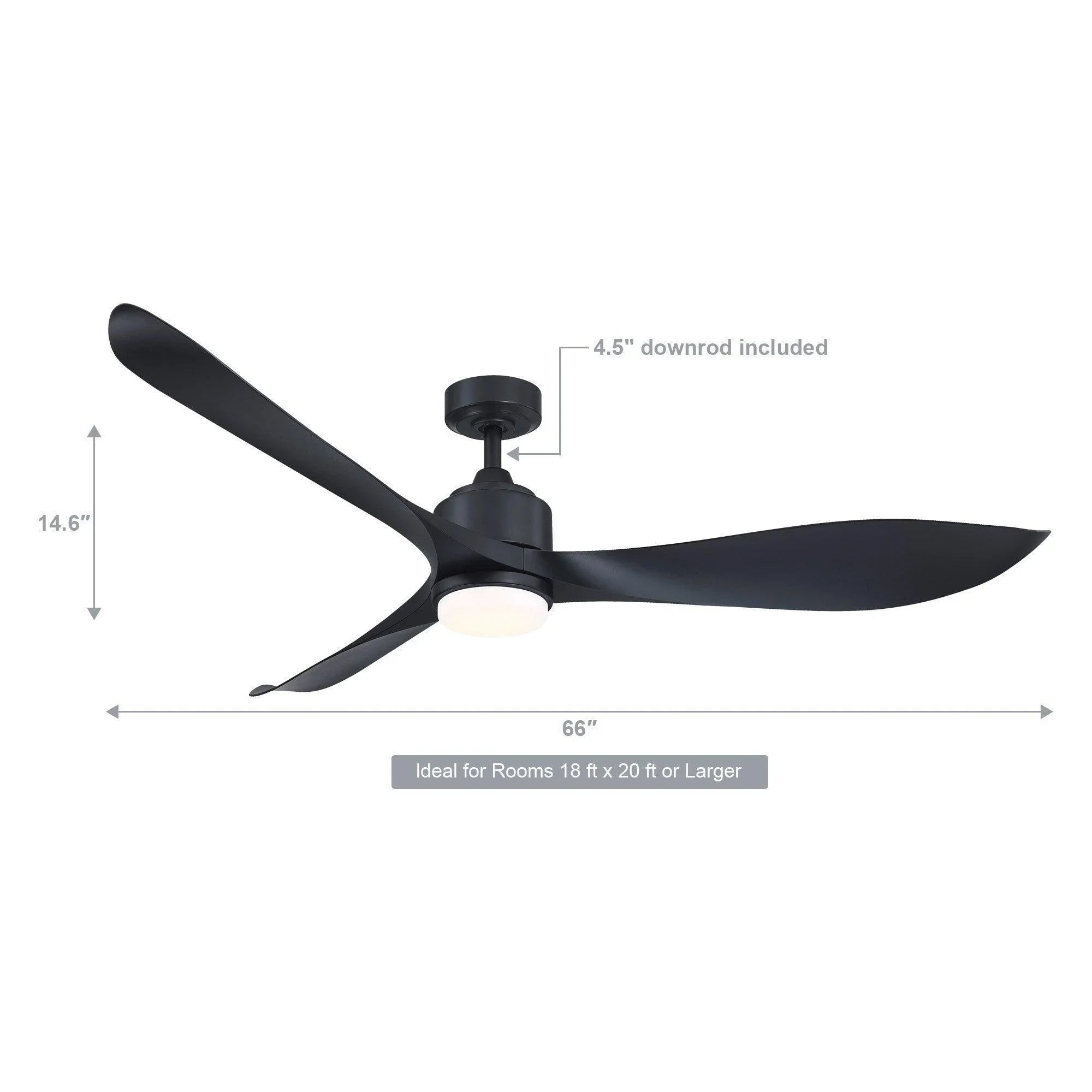 66'' Misael Propeller Integrated Led Indoor Modern Black Ceiling Fan with Remote And Light Kit Included