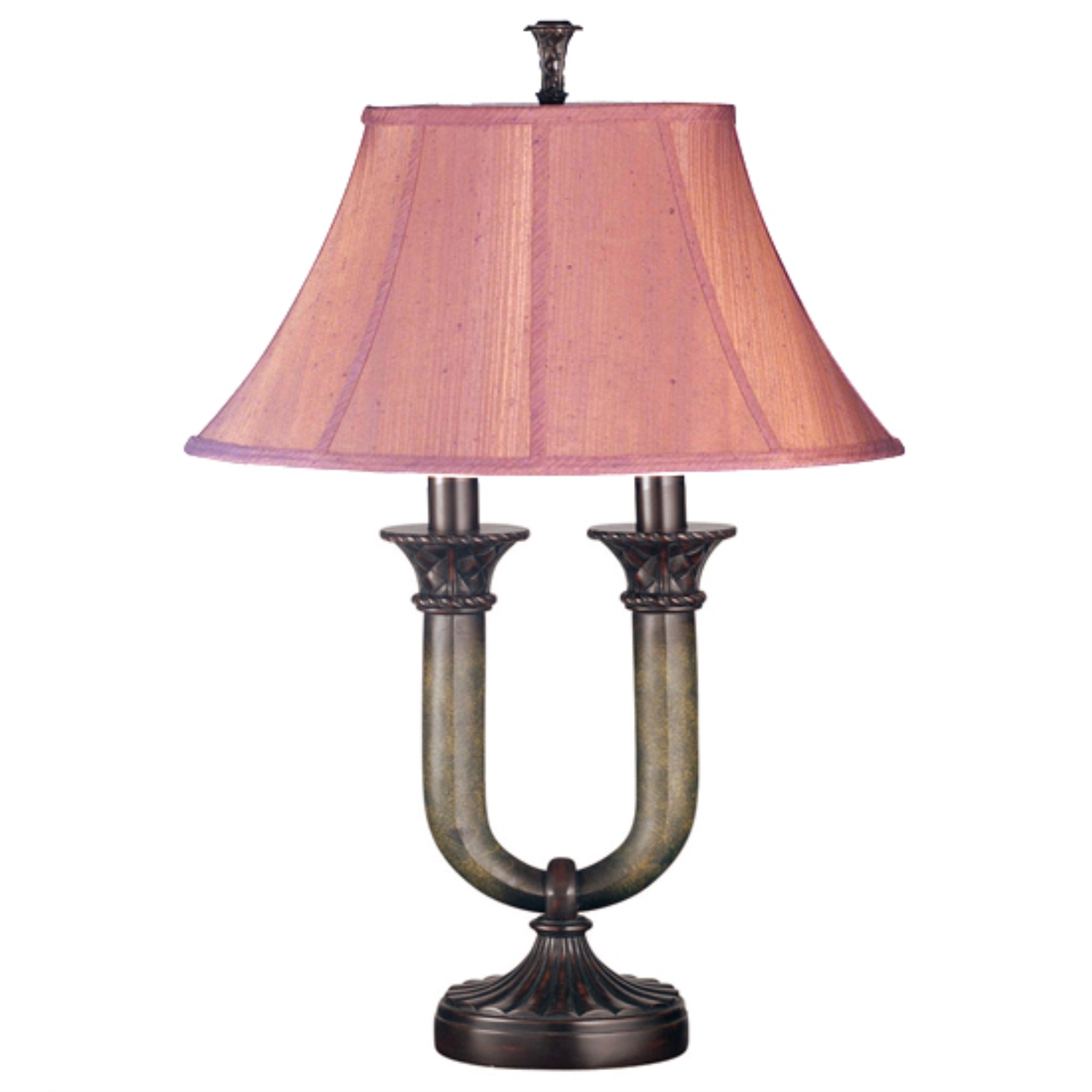 Meyda Tiffany 29in Cypress Fabric Table Lamp, Zinc, Mahogany/Medici Brown & Seagrass, Model 66032
