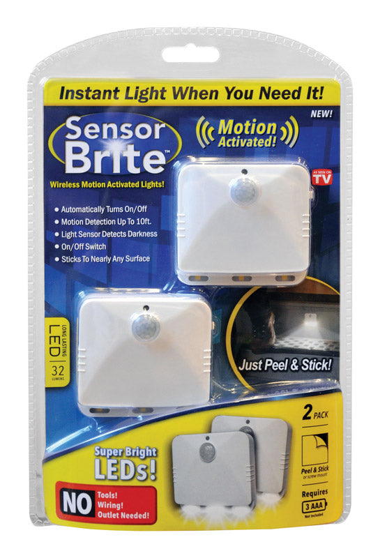 Sensor Brite Wireless Motion-Sensing Led Night Light, Battery-Operated, 2-Pack, White