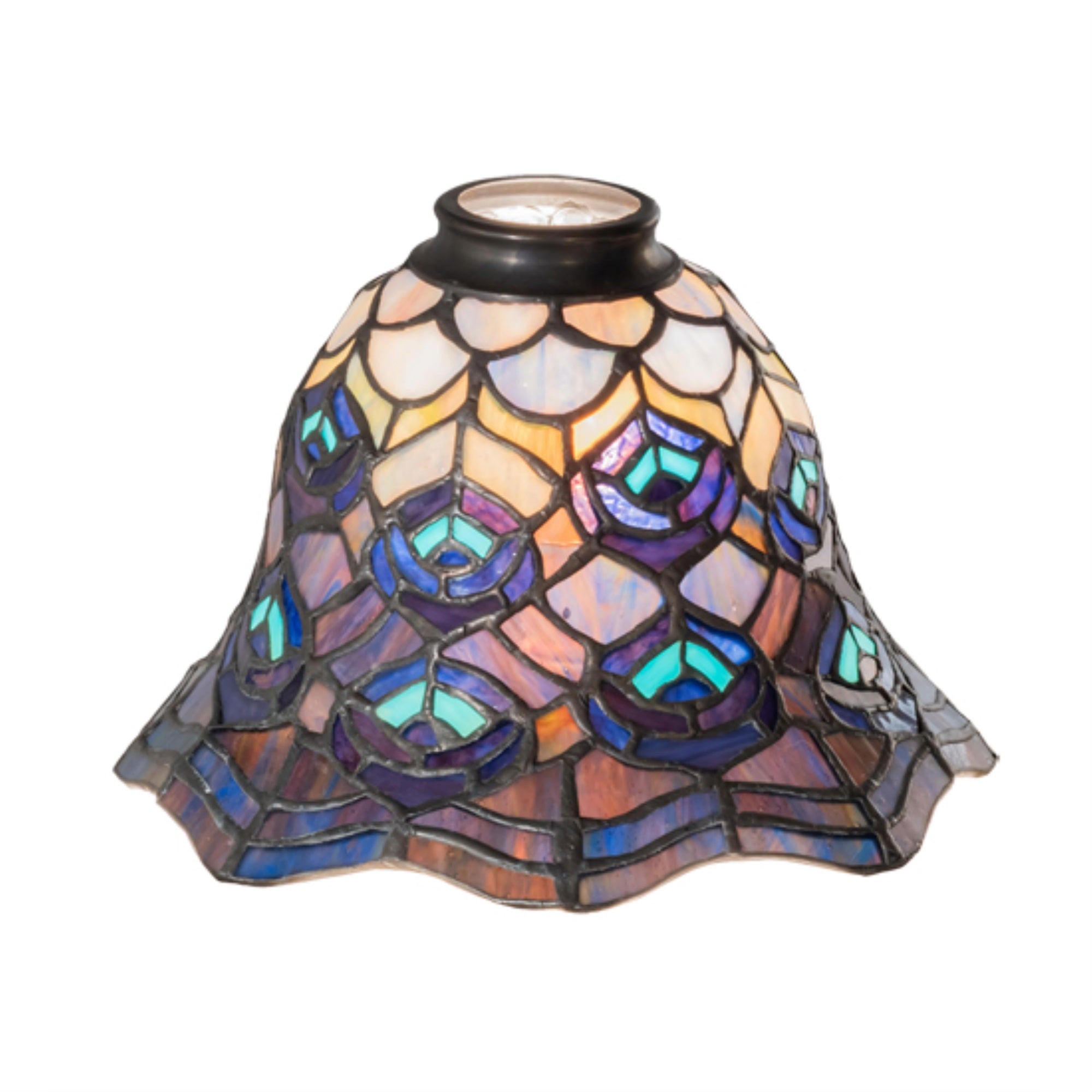 Meyda Tiffany Peacock Feather Shade Light, 8 in. Wide, Bronze/Dark, Model 67837