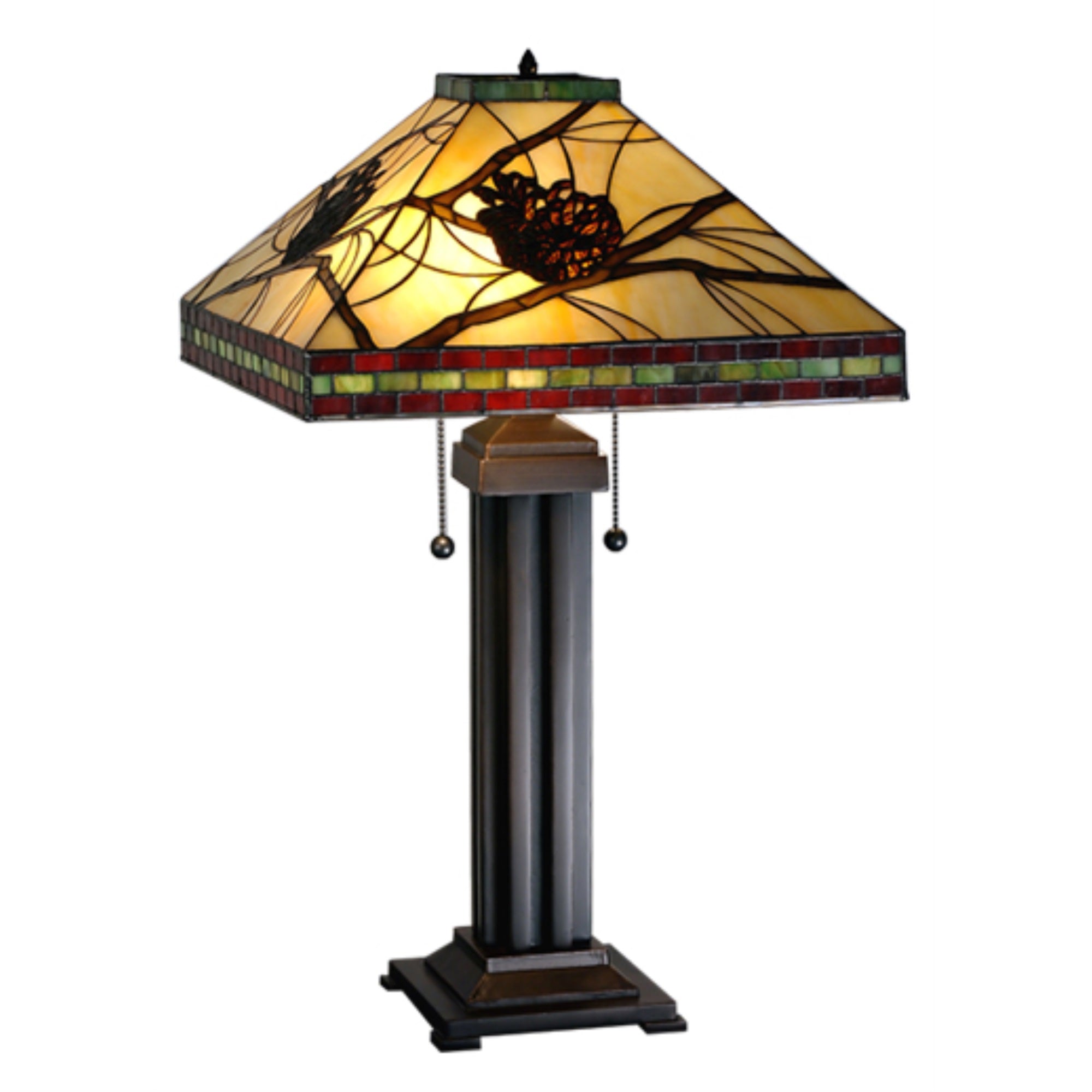 24 inch High Tiffany Pinecone Mission Table Lamp