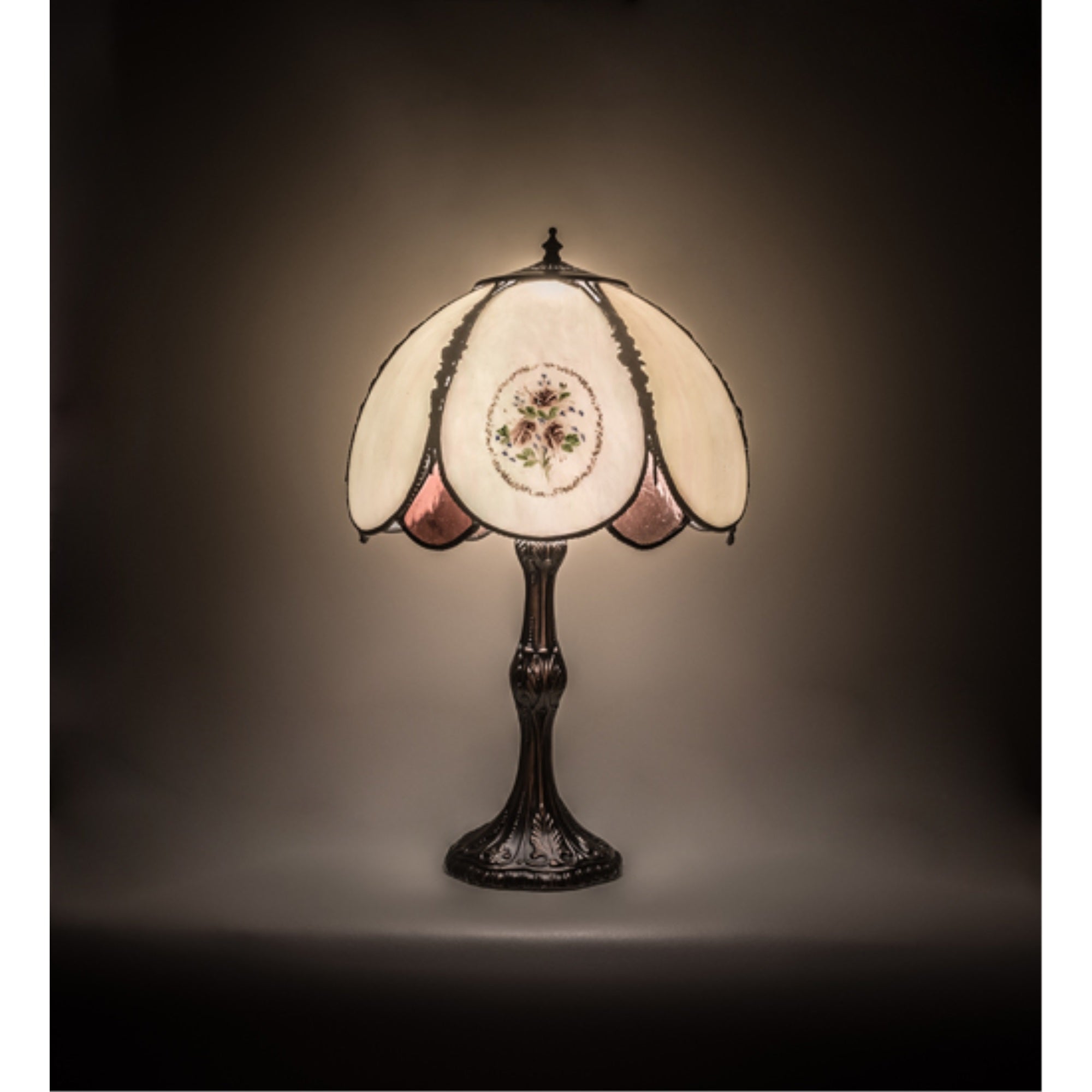 22 inchH Roses Hand Painted Table Lamp