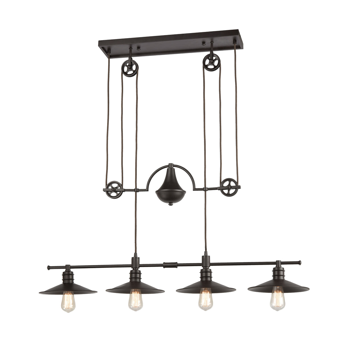 Spindle Wheel 4-Light Island Light in Oil Rubbed Bronze