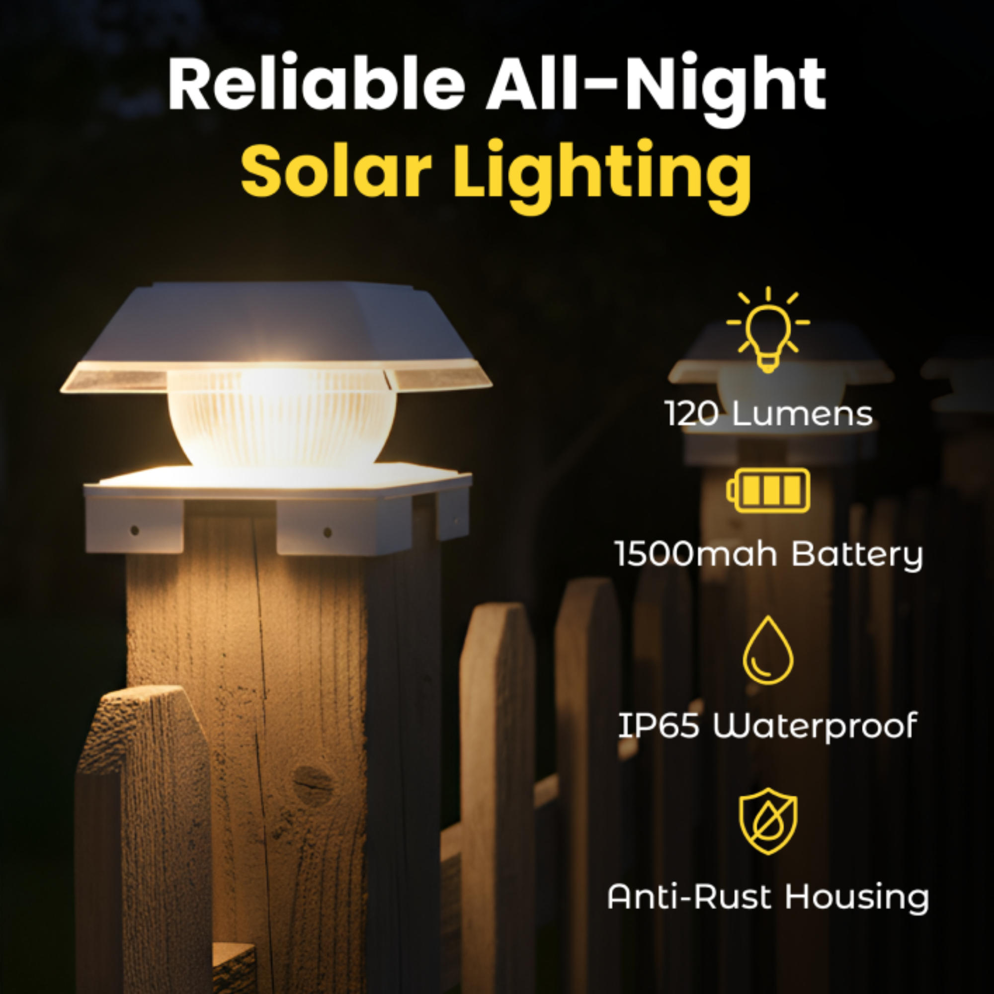 Solar Post Cap Lights Dual Mode ‎BICSGL-14 (2Pack)