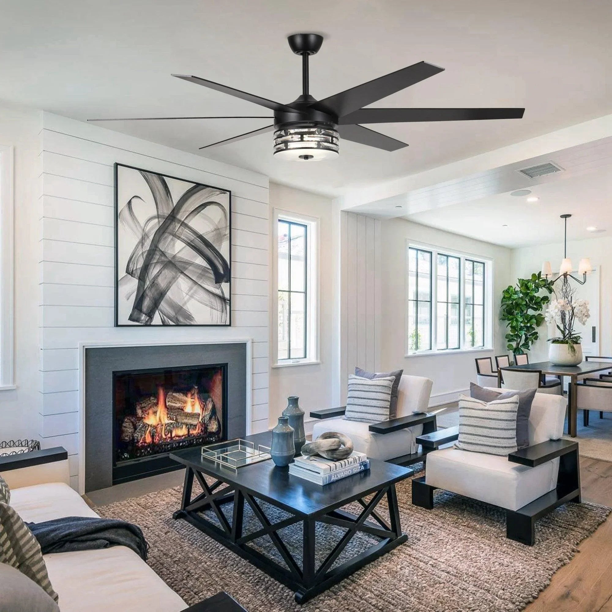 70" Black Modern Ceiling Fan
