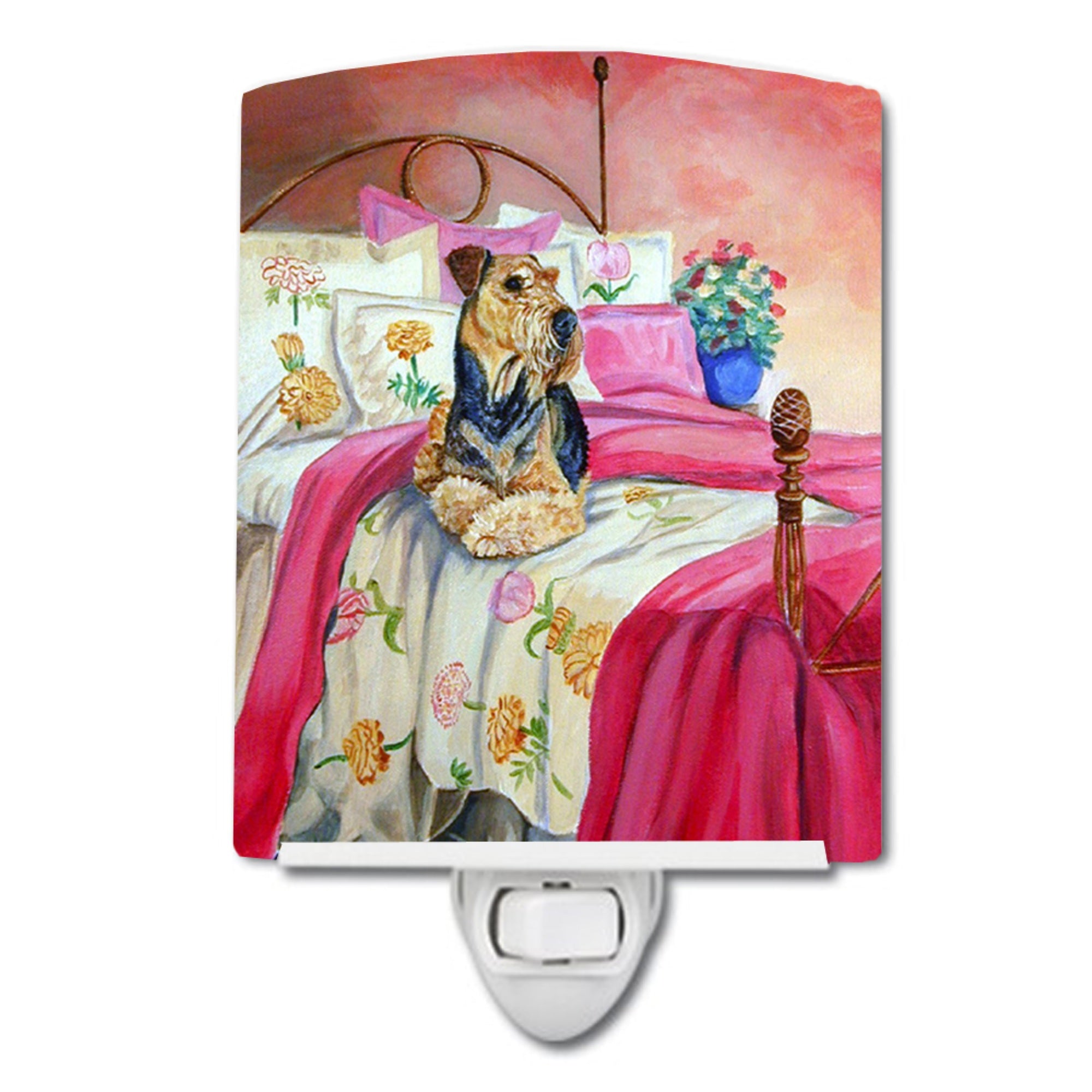  inchCarolines Treasures Airedale Waiting on Mom Ceramic Night Light, 6x4, Multicolor inch