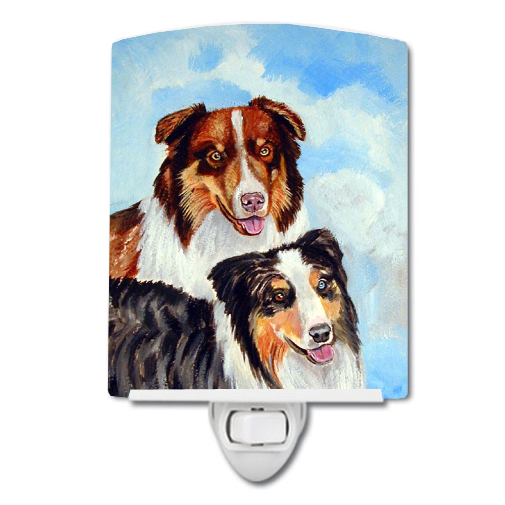  inchCarolines Treasures Australian Shepherd What a pair Ceramic Night Light, 6x4, Multicolor inch